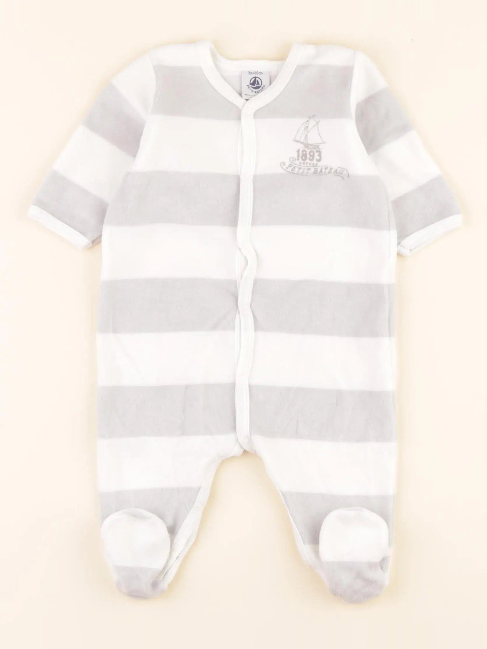 Pyjama velours blanc, gris