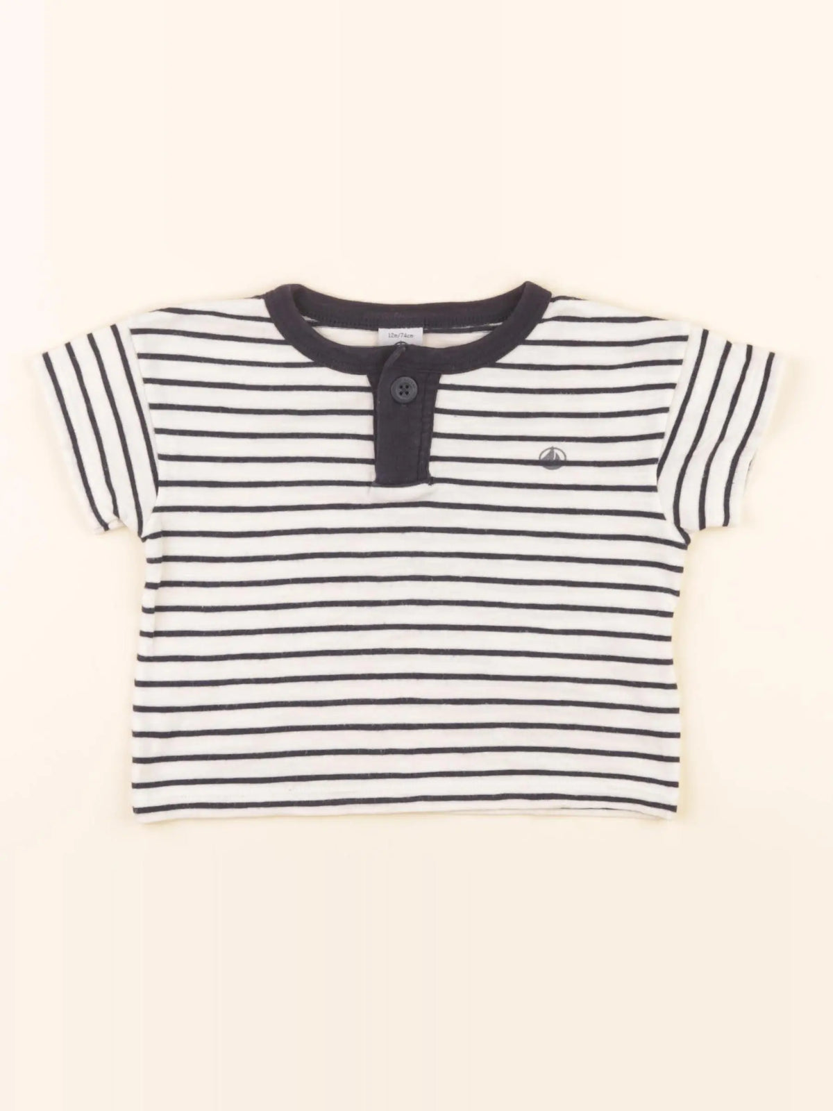 Tee-shirt beige, bleu