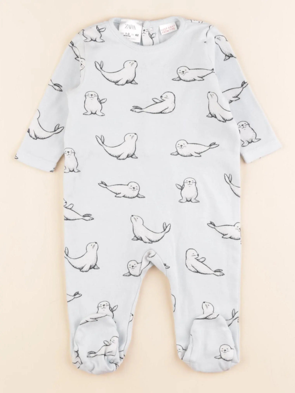 Zara - pyjama coton bleu - 1/3 mois