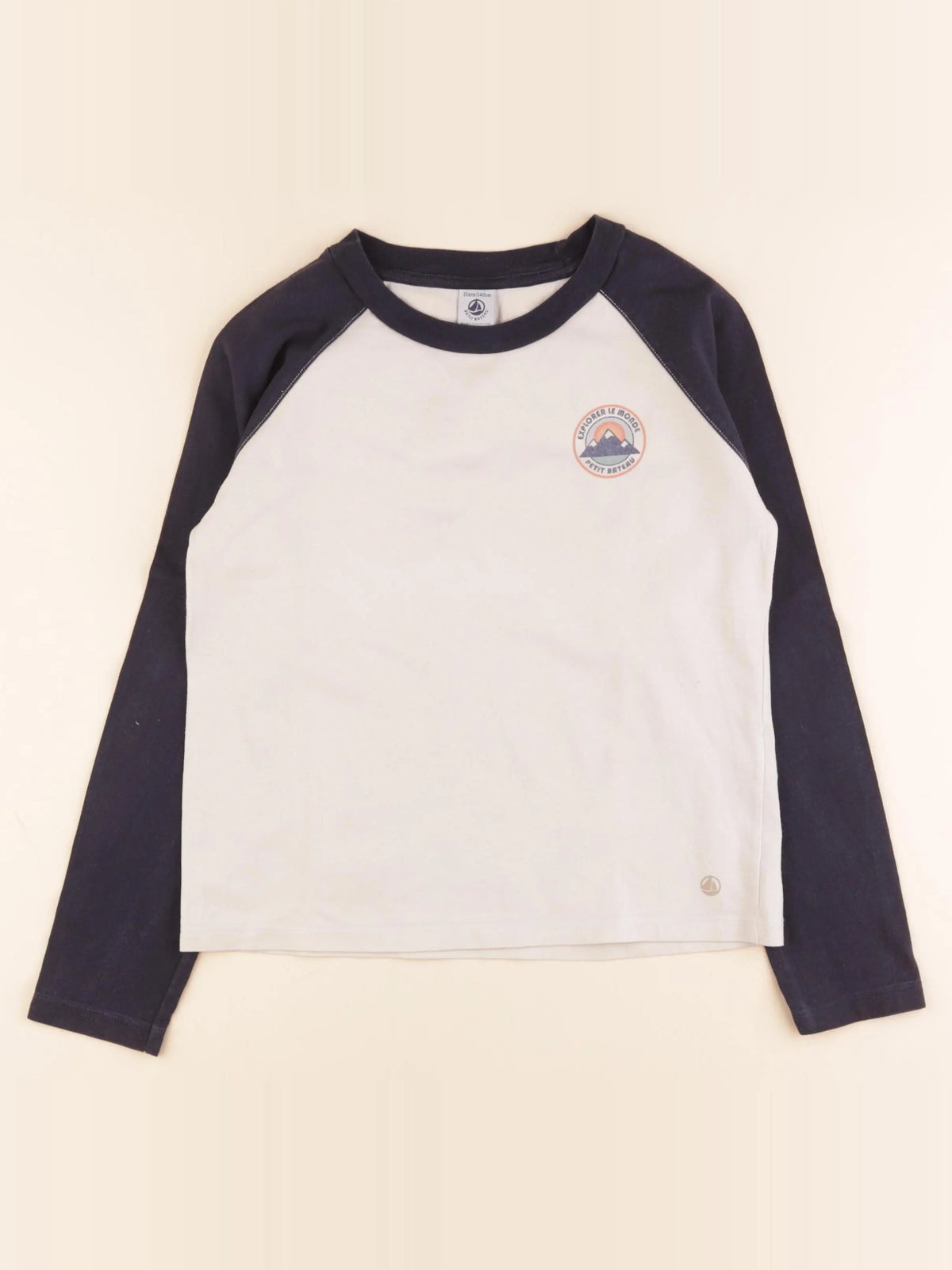 Petit Bateau - tee-shirt beige, bleu - 10 ans