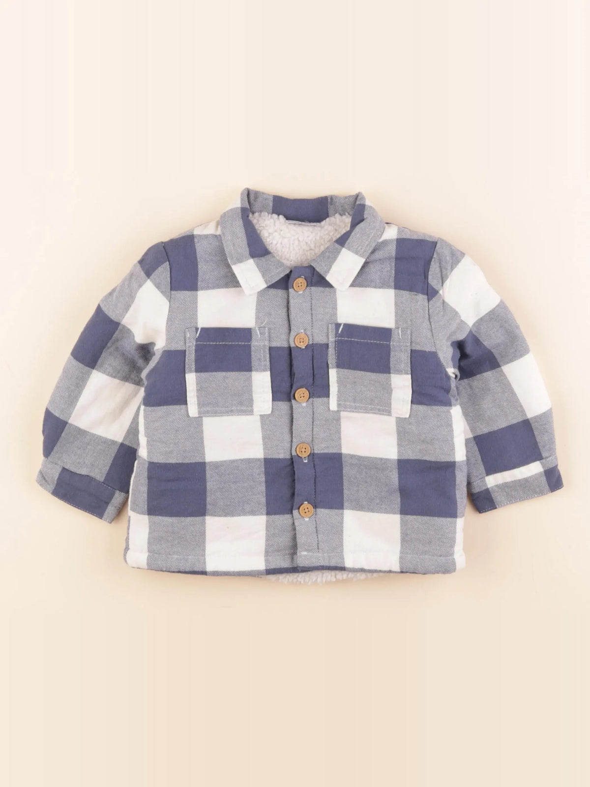 Tape à l'oeil - sur-chemise bleu, blanc - 18 mois
