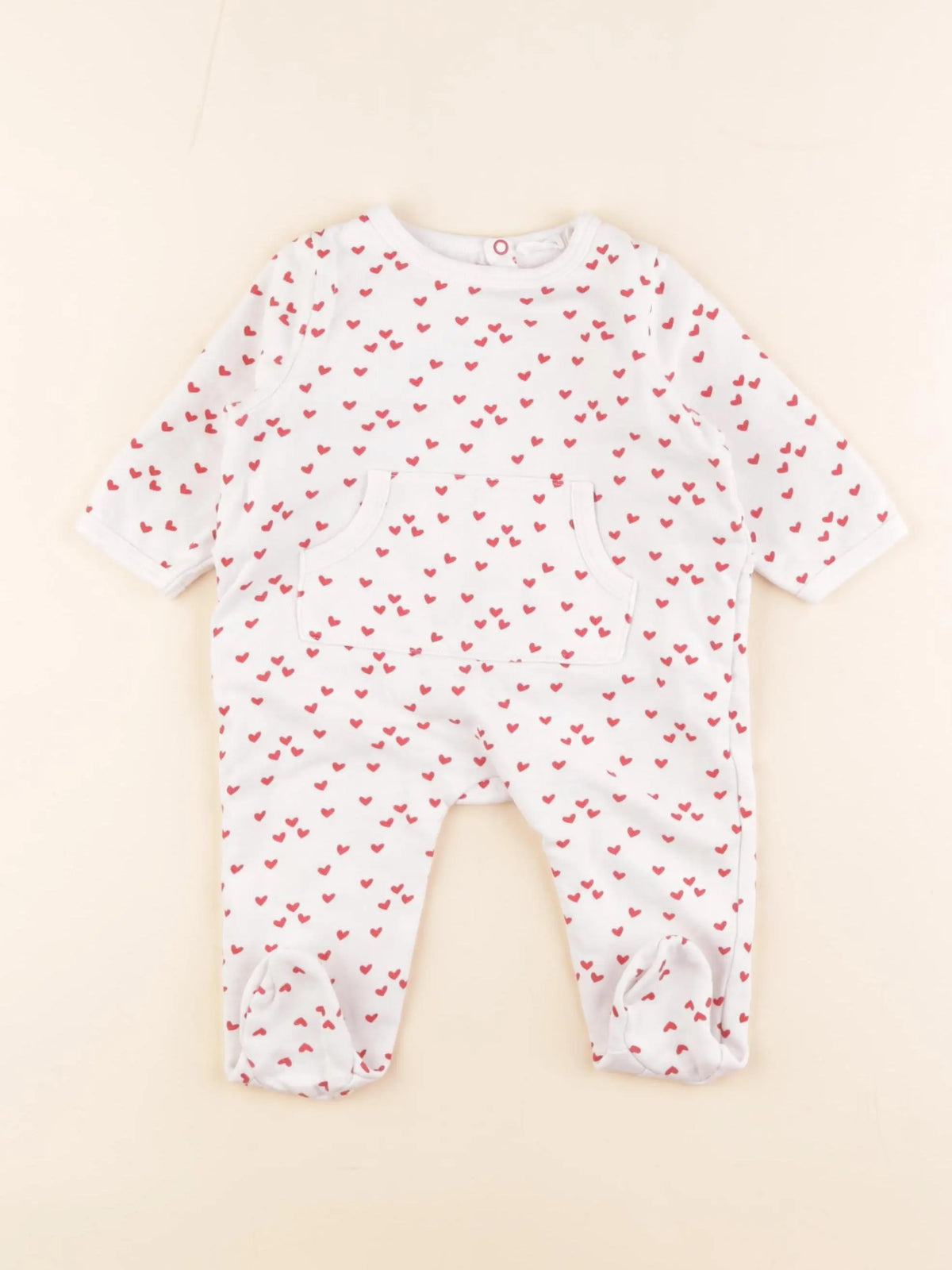 Boutchou - pyjama coton blanc, rouge - 6 mois