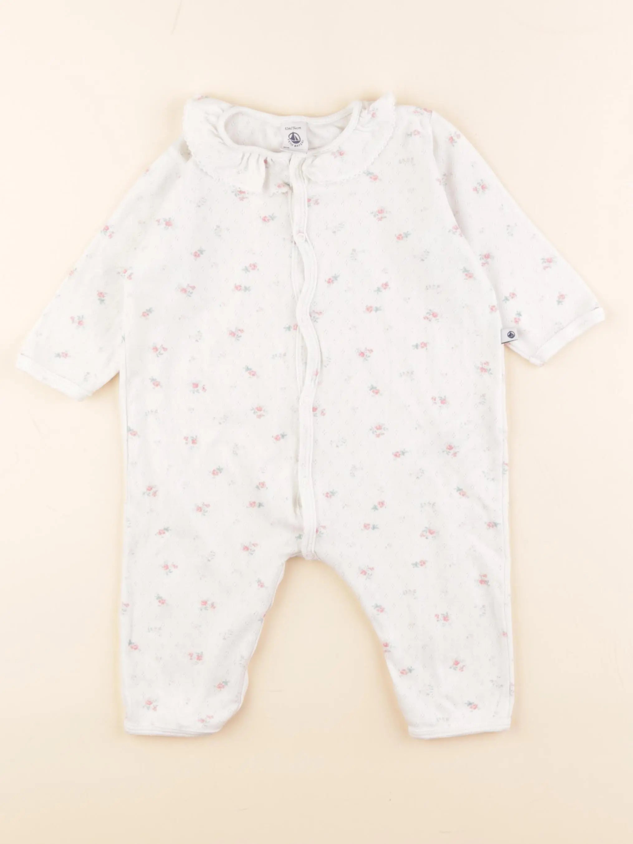 Petit Bateau - pyjama coton blanc - 12 mois