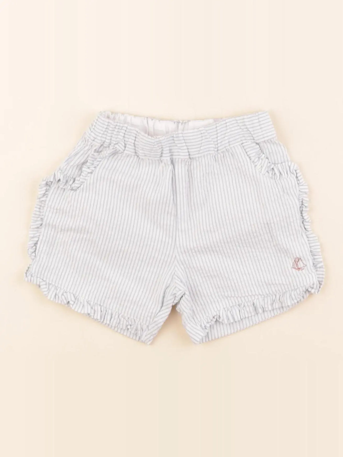 Petit Bateau - short blanc, bleu, bronze - 12 mois