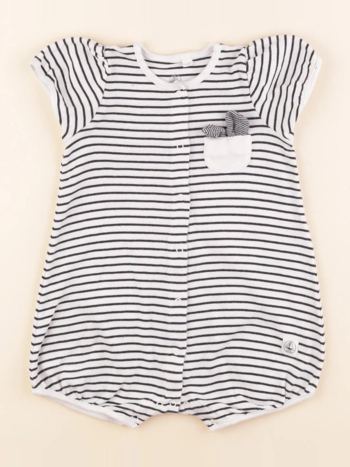 Petit Bateau - pyjama coton blanc, bleu - 12 mois