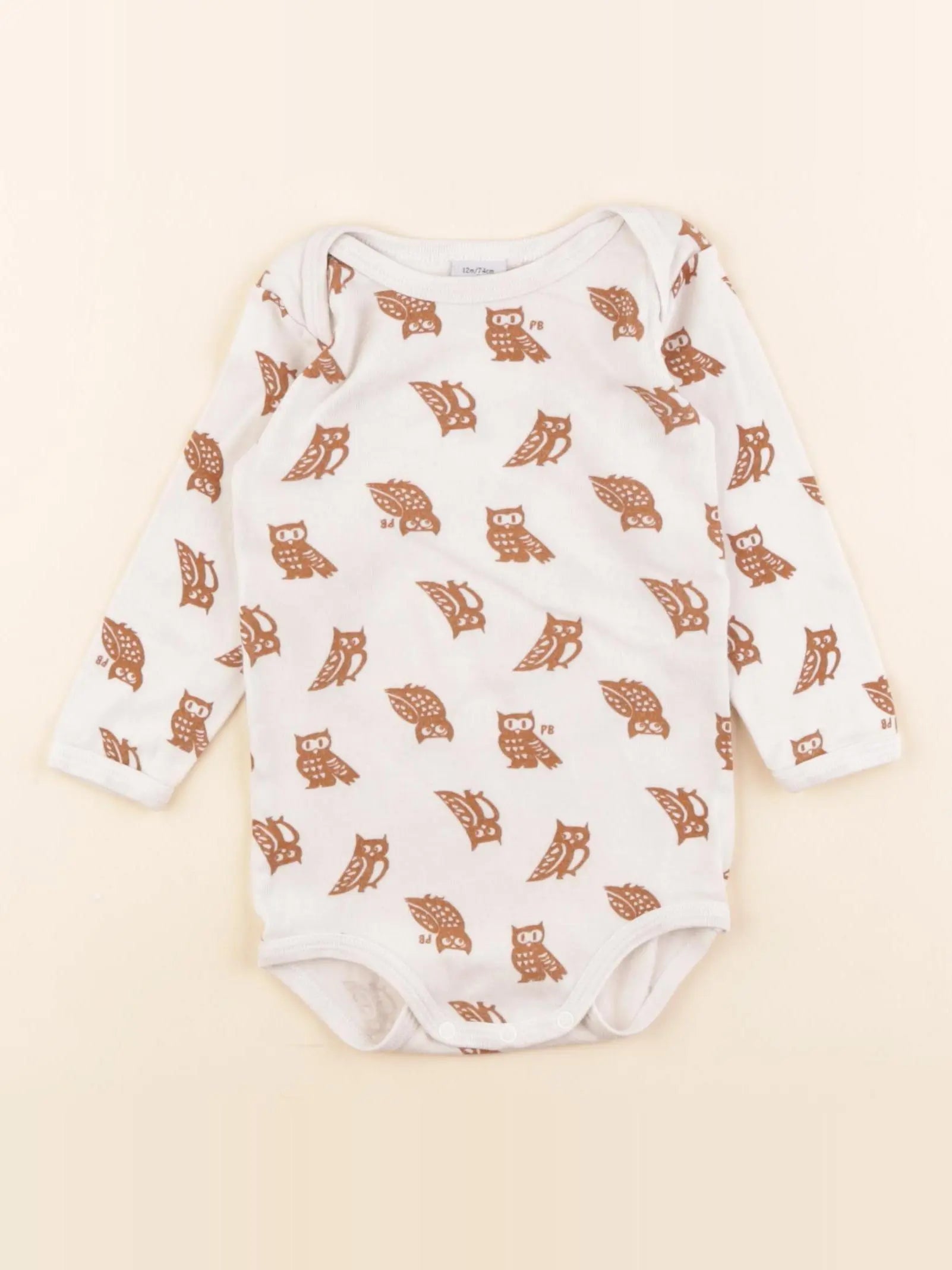 Petit Bateau - body beige - 12 mois