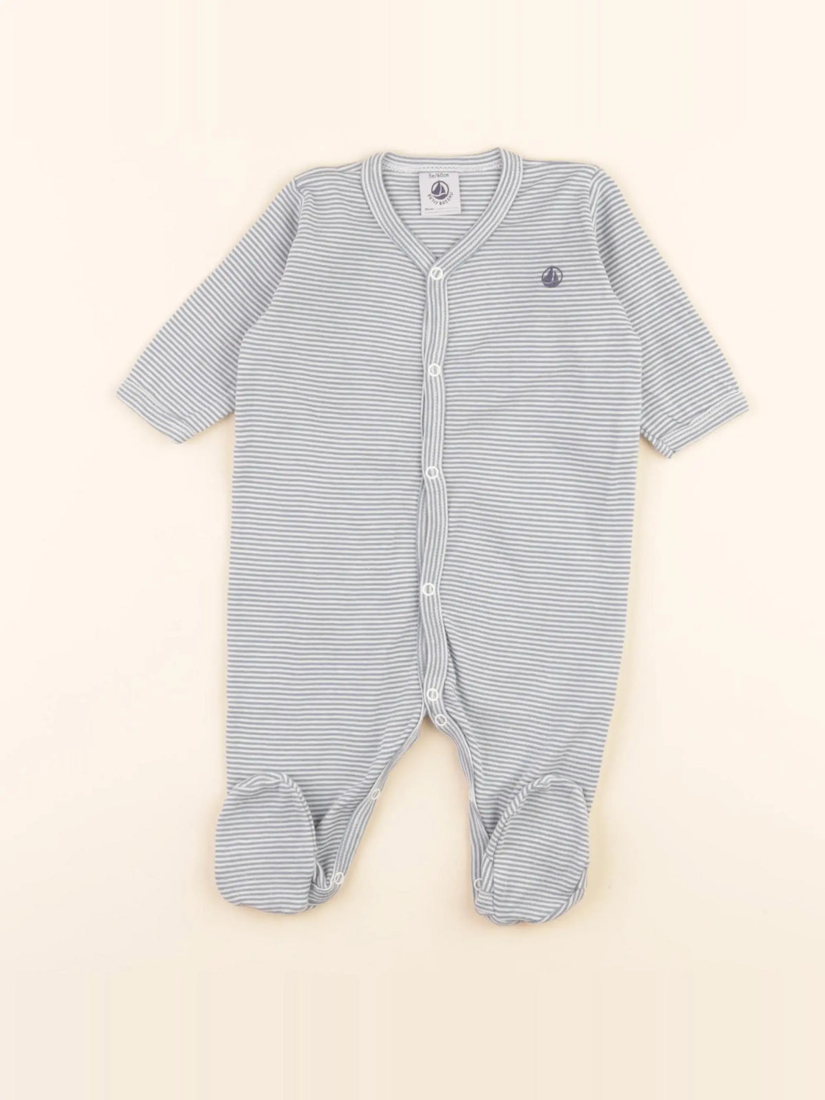 Pyjama coton blanc, bleu