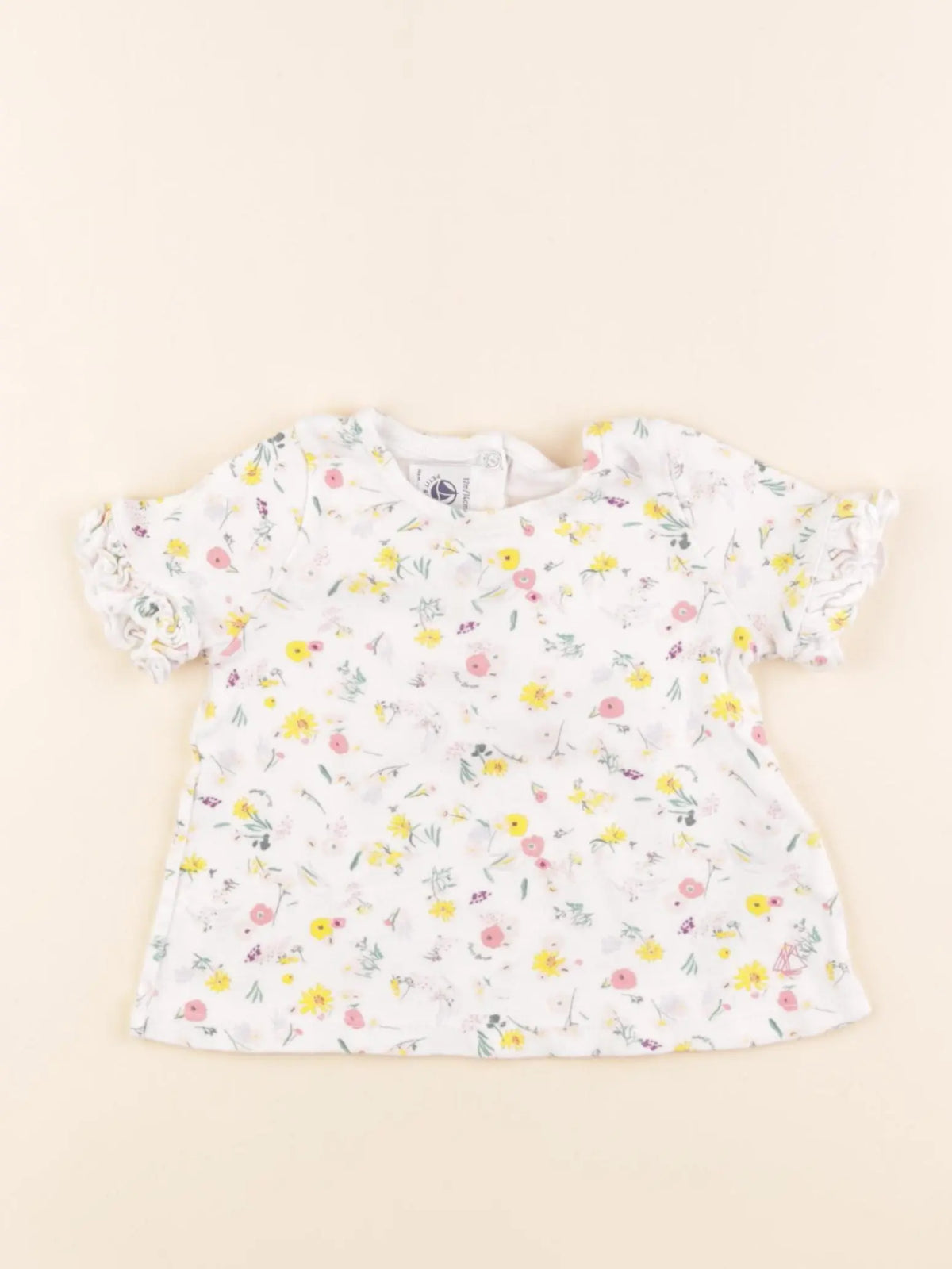 Petit Bateau - tee-shirt rose, blanc - 12 mois
