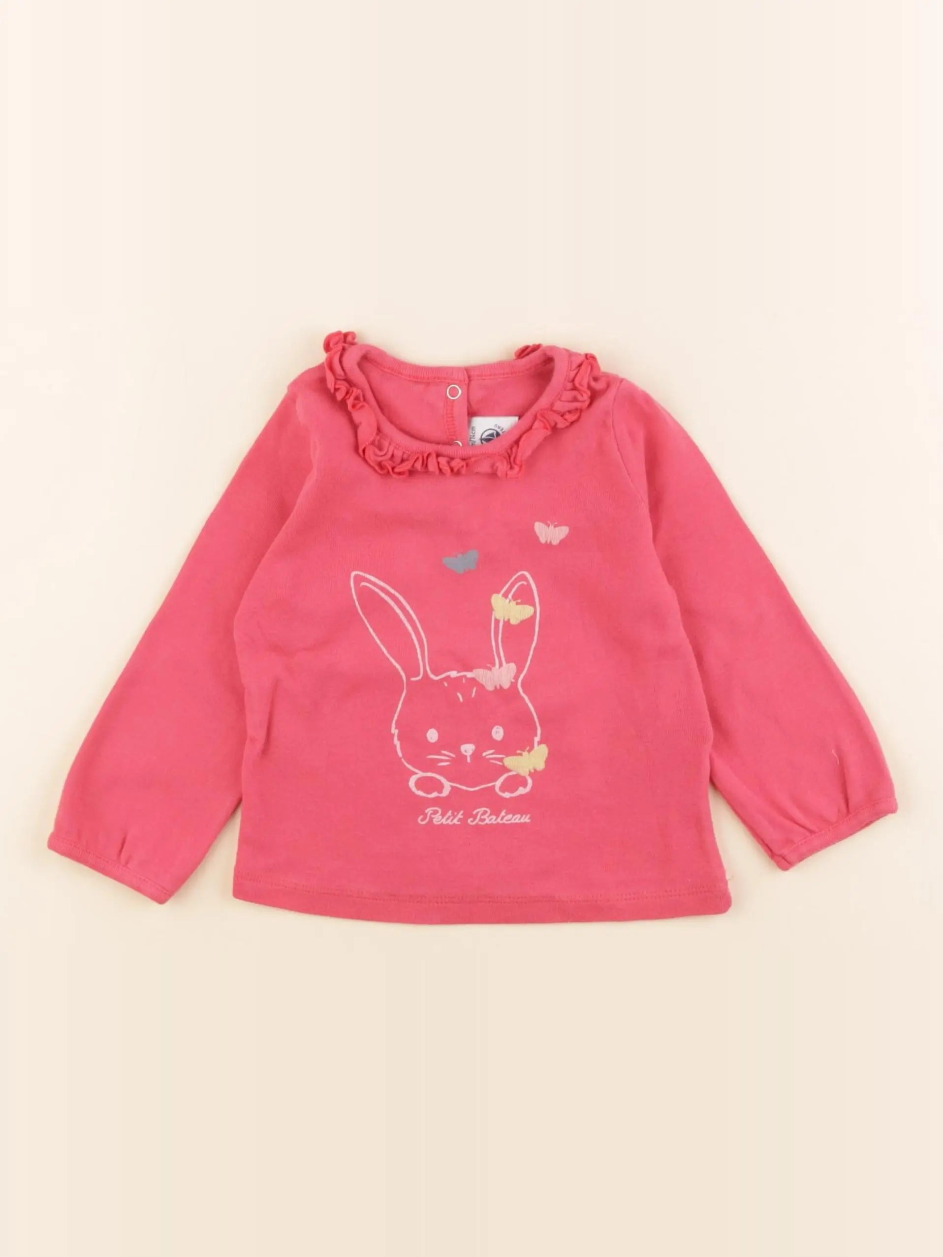 Petit Bateau - tee-shirt rose - 12 mois