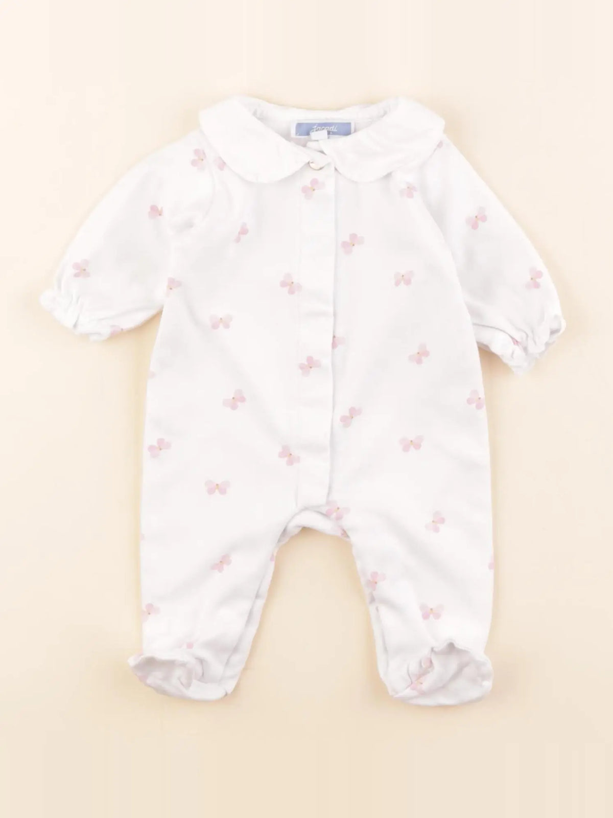 Jacadi - pyjama coton blanc, rose - 1 mois