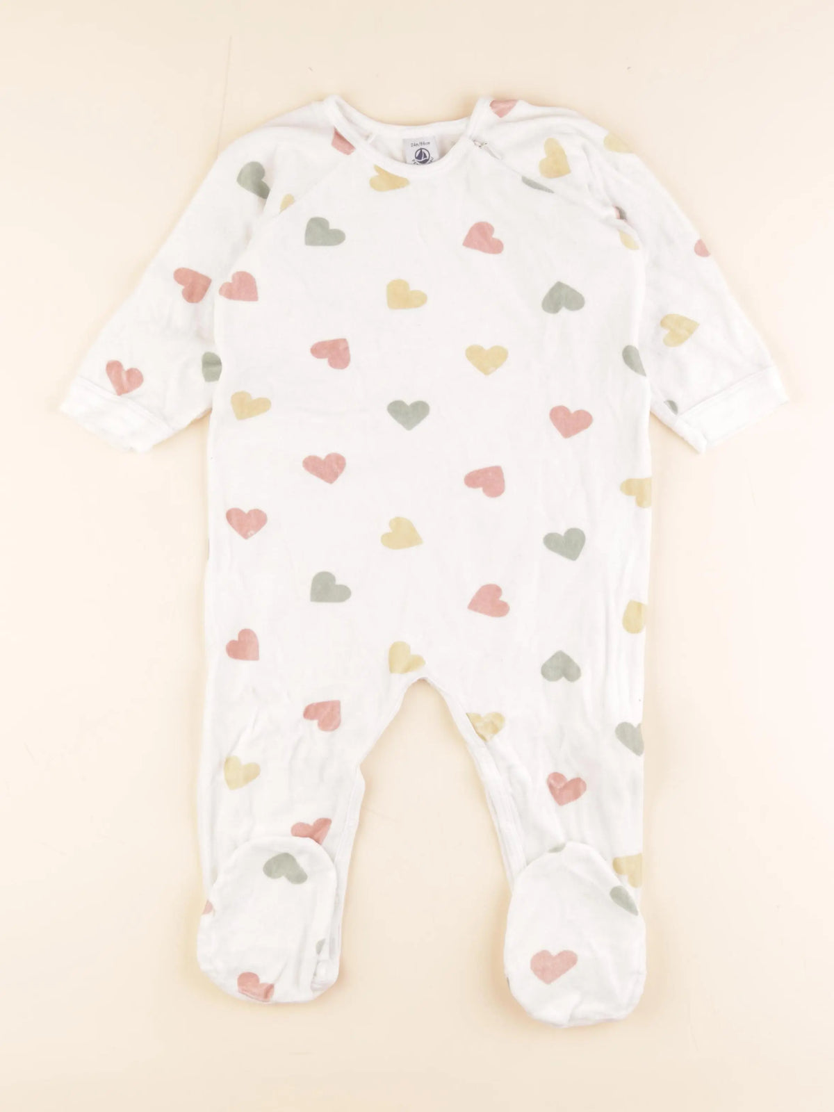 Petit Bateau - pyjama velours blanc, multicolore - 24 mois