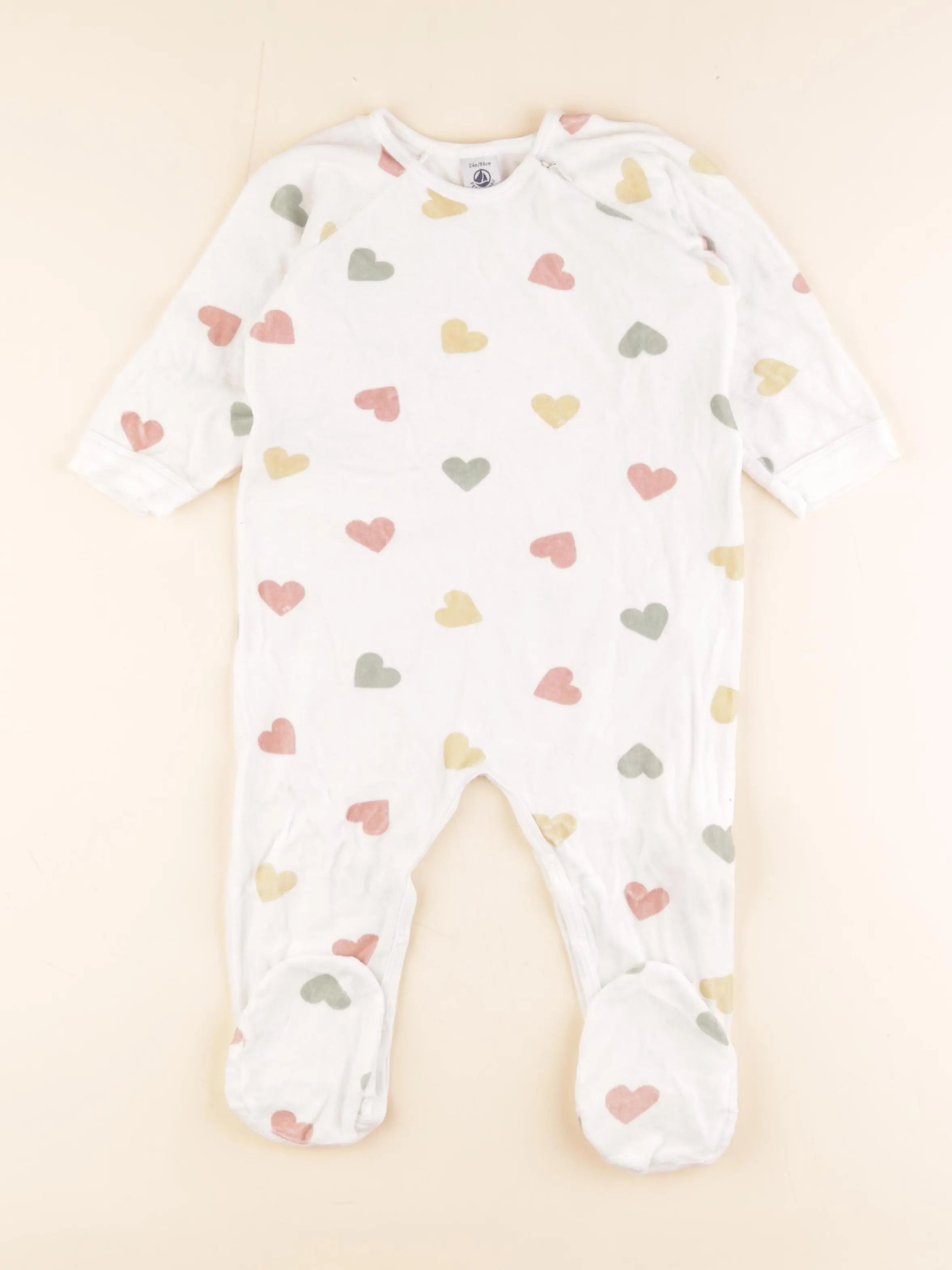 Petit Bateau - pyjama velours blanc, multicolore - 24 mois
