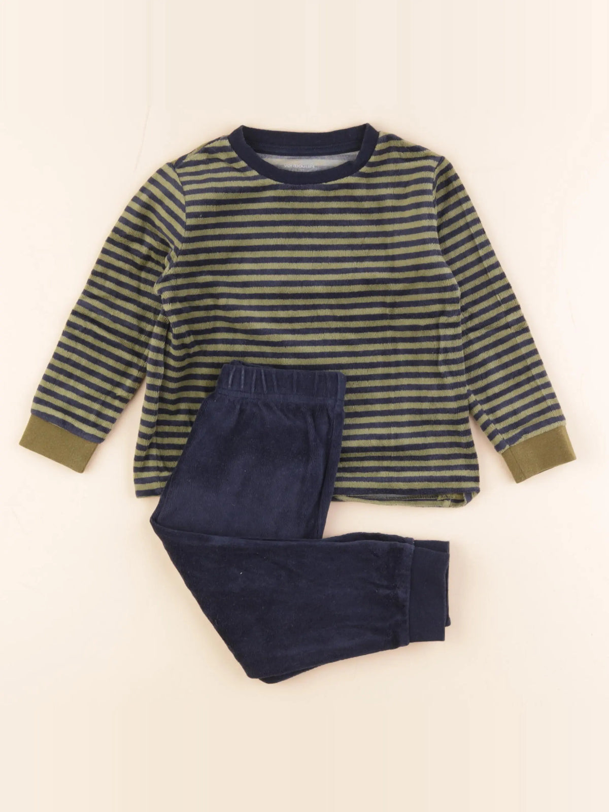 Petit Bateau - pyjama velours vert, bleu - 3 ans