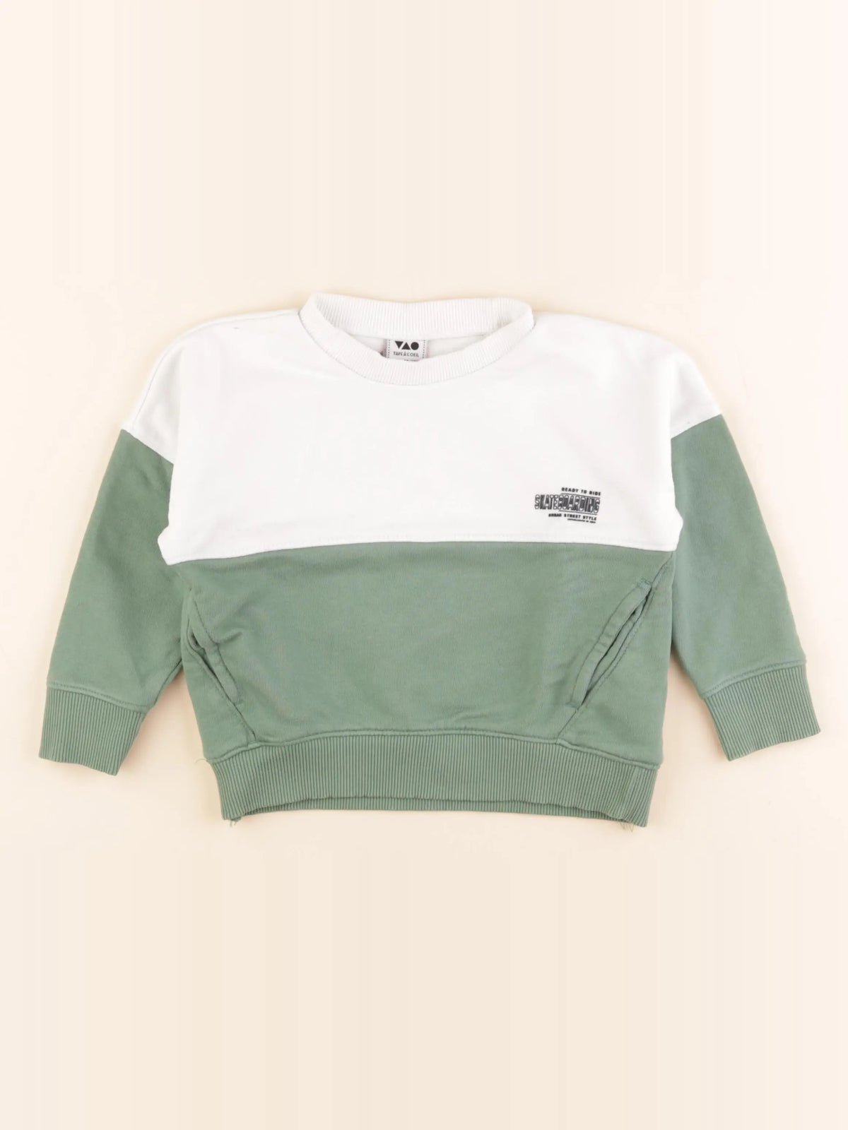 Tape à l'oeil - sweat blanc, vert - 2/3 ans