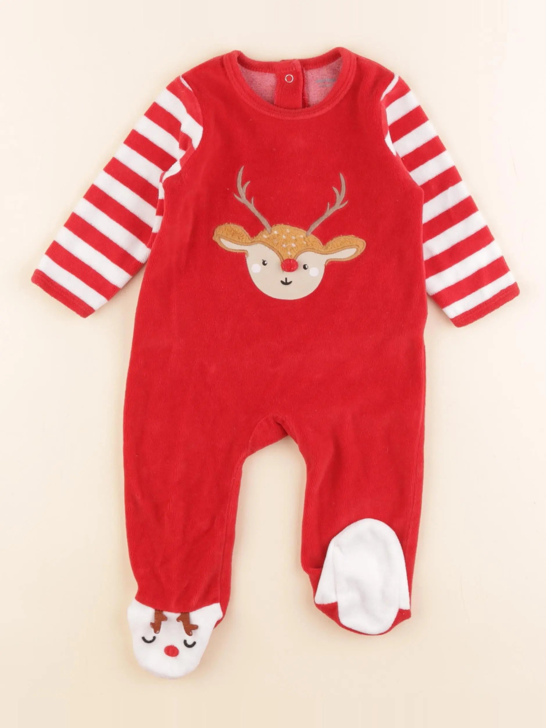 Vertbaudet - pyjama velours rouge - 6 mois