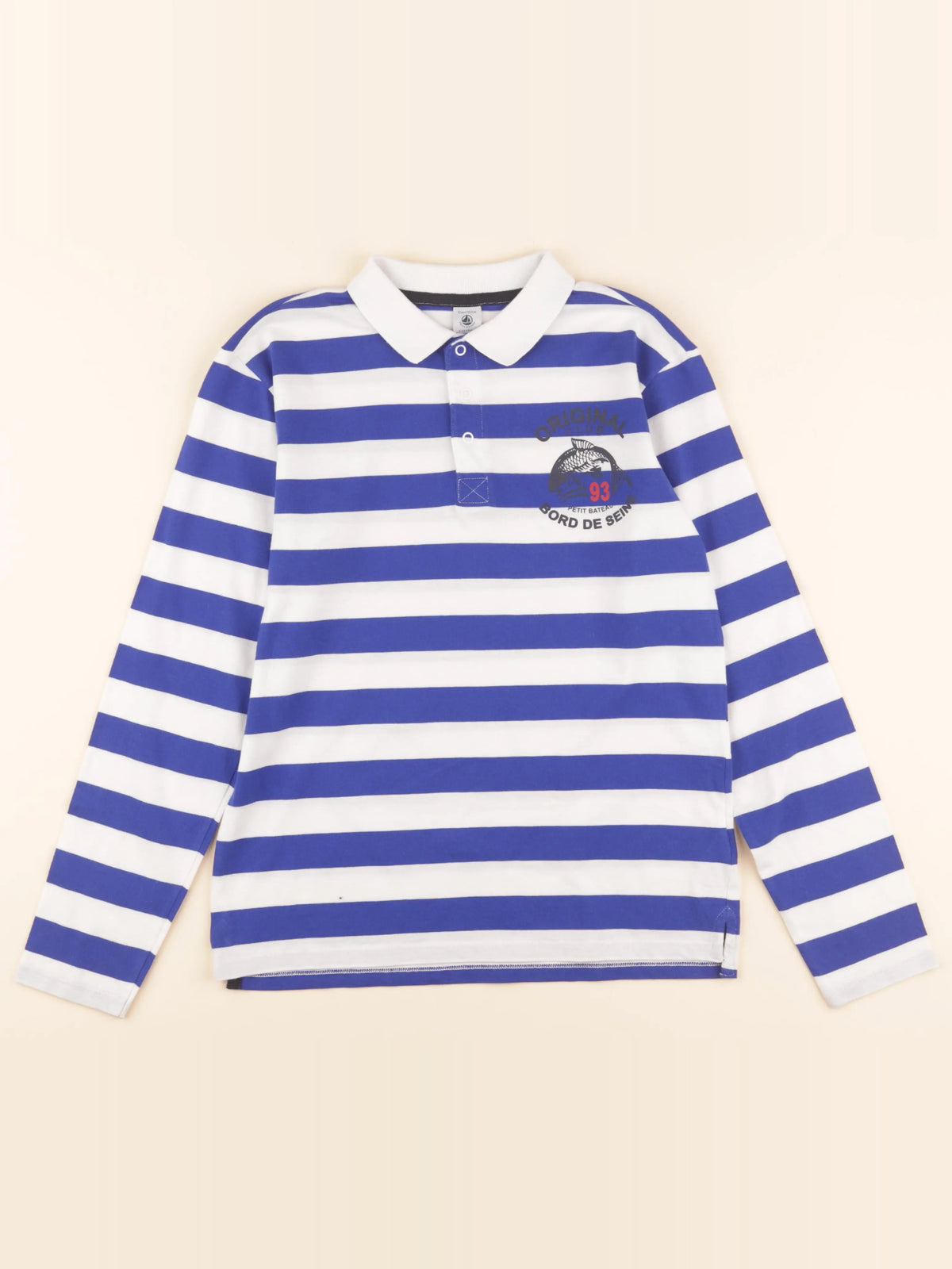 Polo bleu, blanc