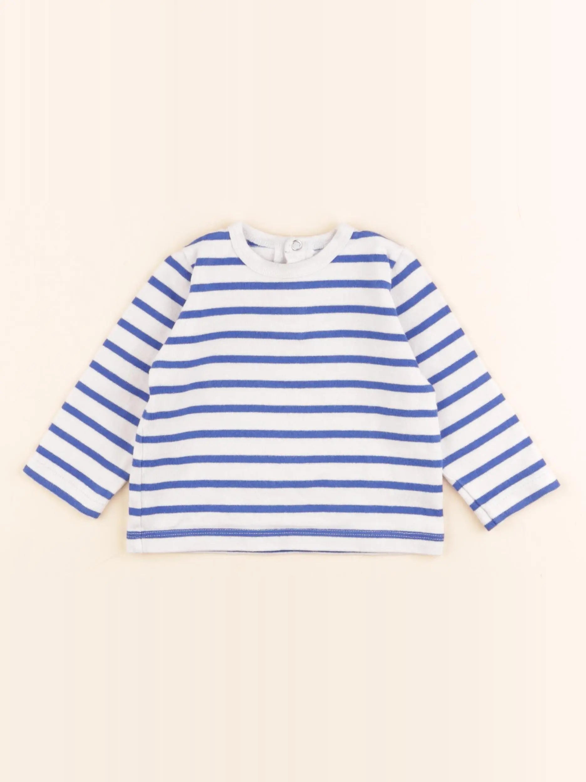 Petit Bateau - tee-shirt blanc, bleu - 12 mois