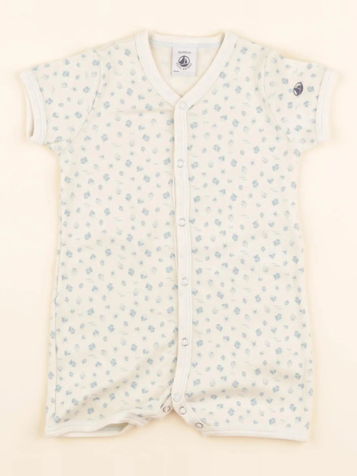 Pyjama coton beige, bleu