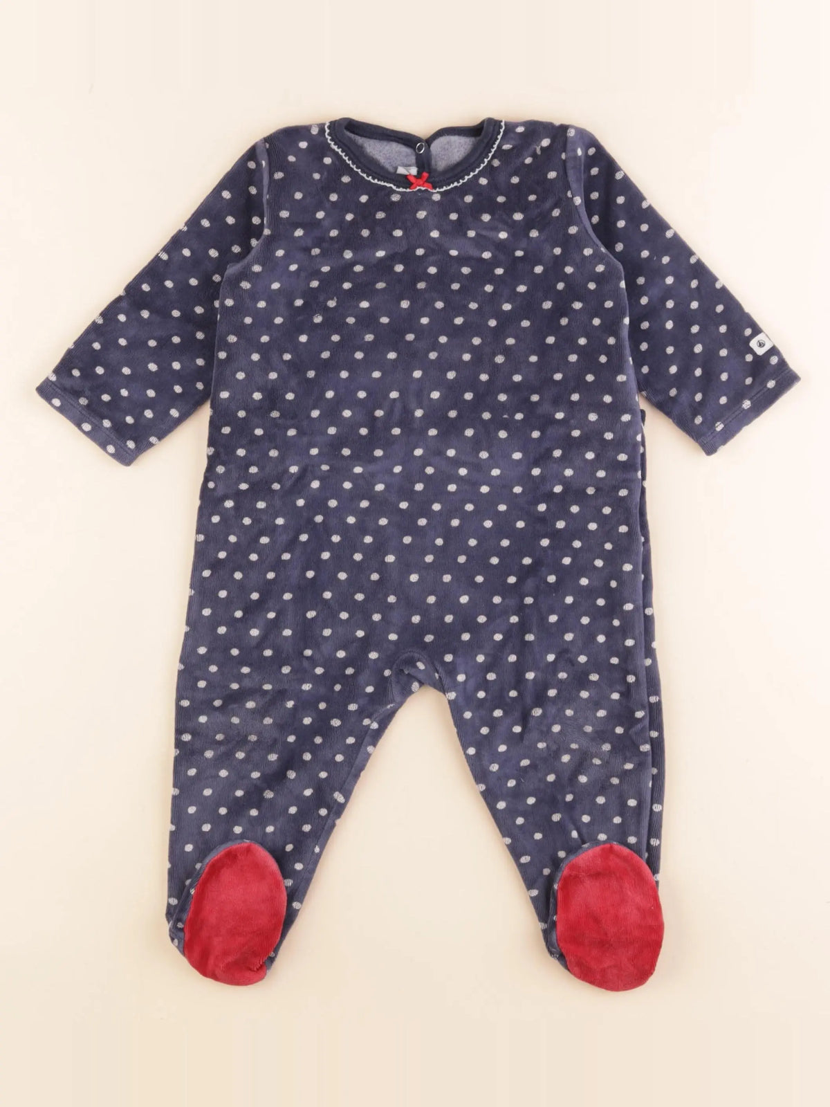 Petit Bateau - pyjama velours bleu - 12 mois