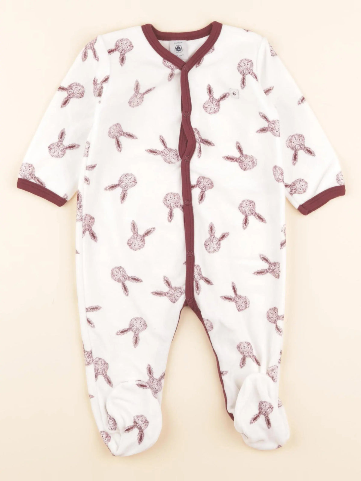 Pyjama velours blanc, rouge
