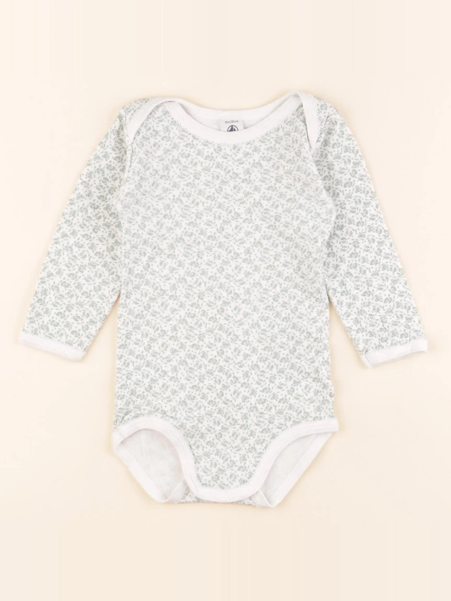 Petit Bateau - body blanc, vert - 18 mois