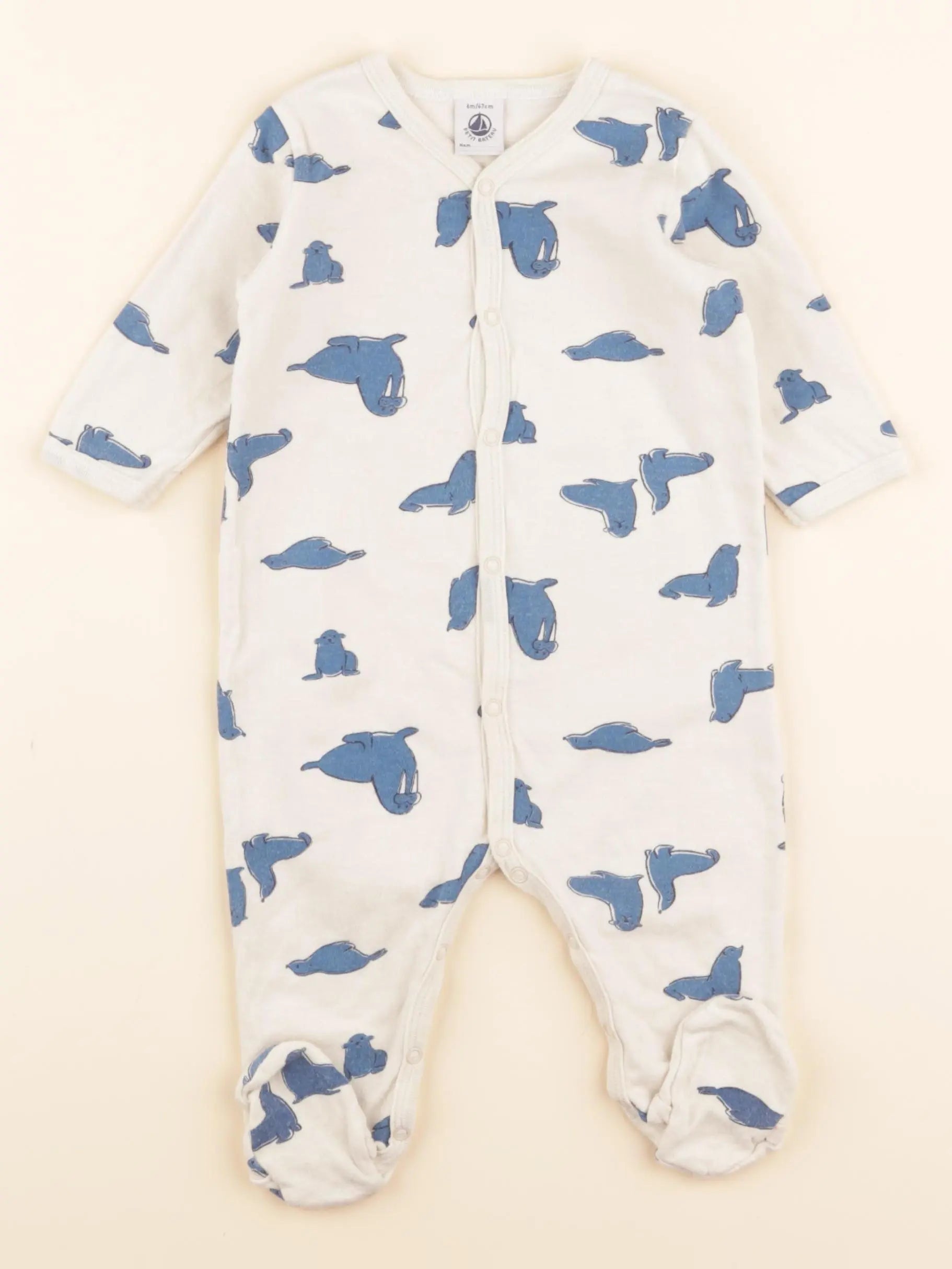 Pyjama coton bleu, blanc