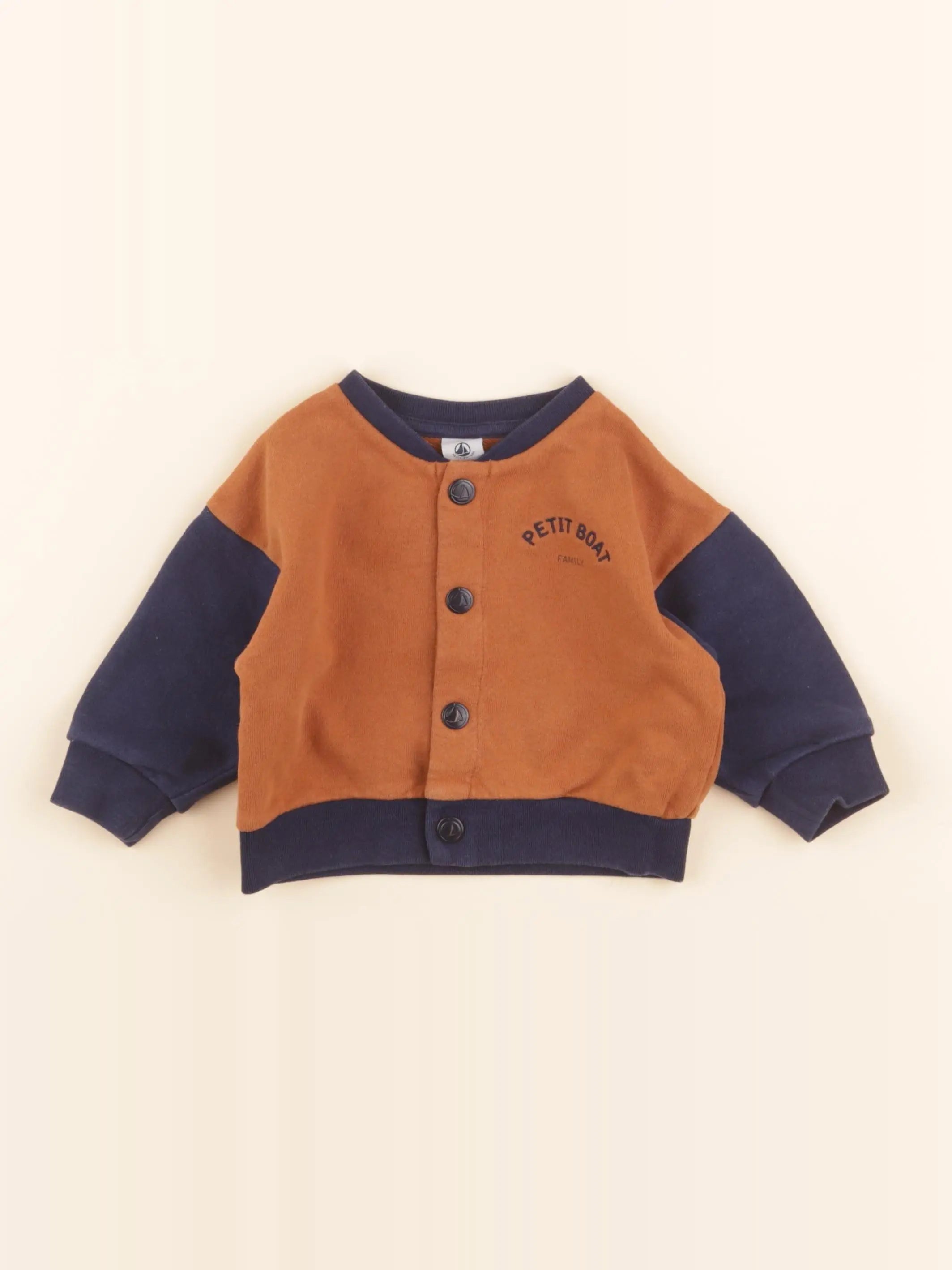 Sweat marron, bleu