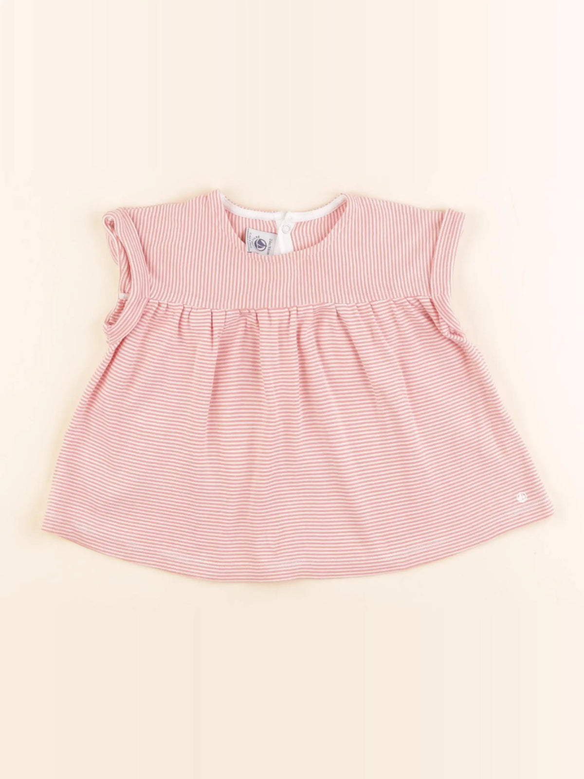 Petit Bateau - tee-shirt blanc, rose - 2 ans
