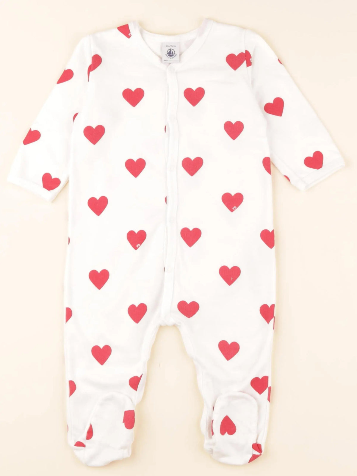 Pyjama coton blanc, rouge