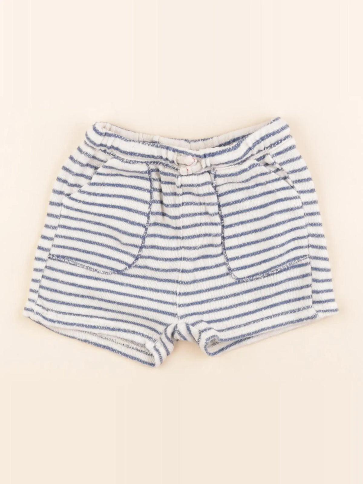 Zara - short beige, bleu - 12/18 mois