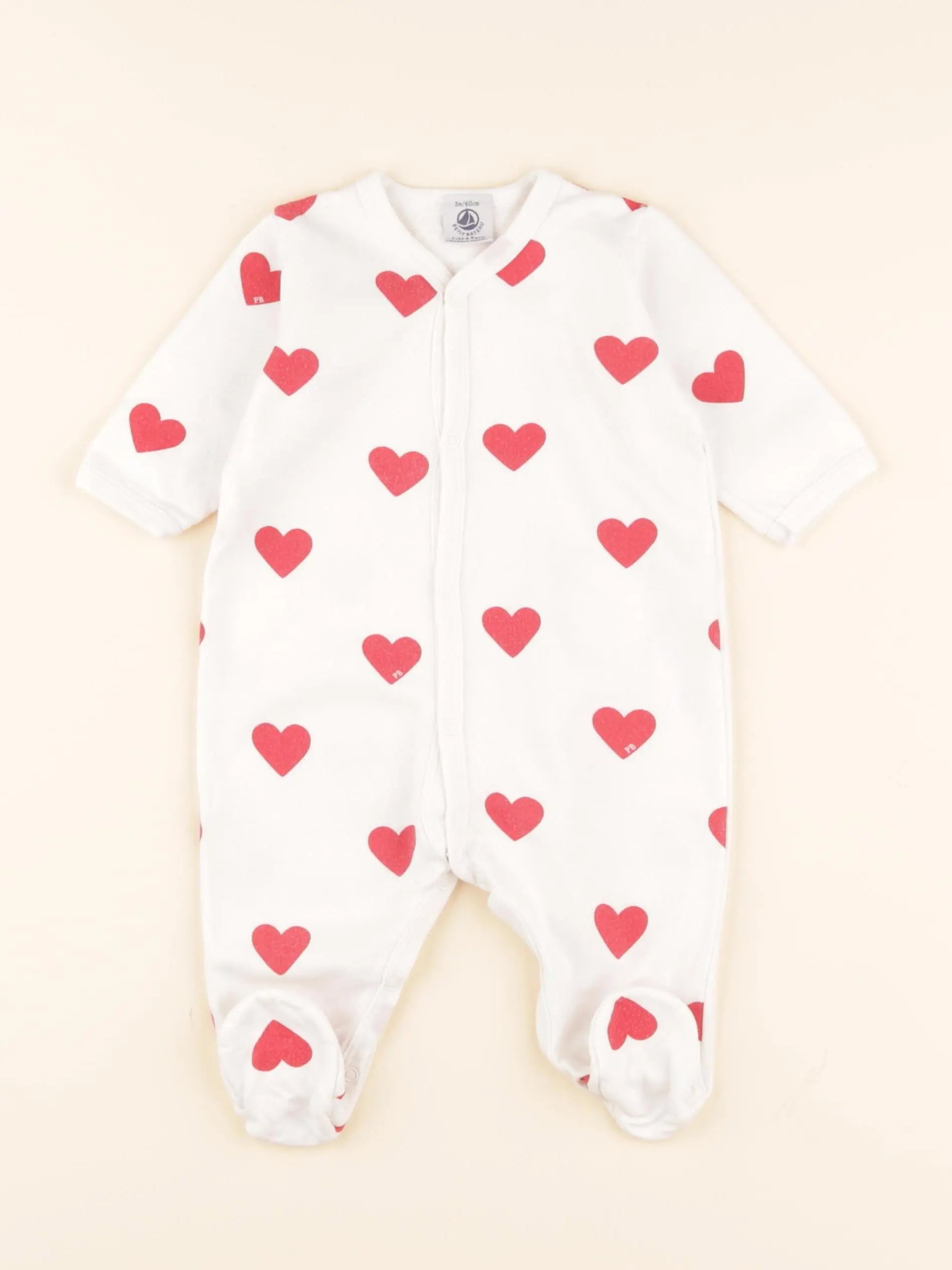 Pyjama coton blanc, rouge