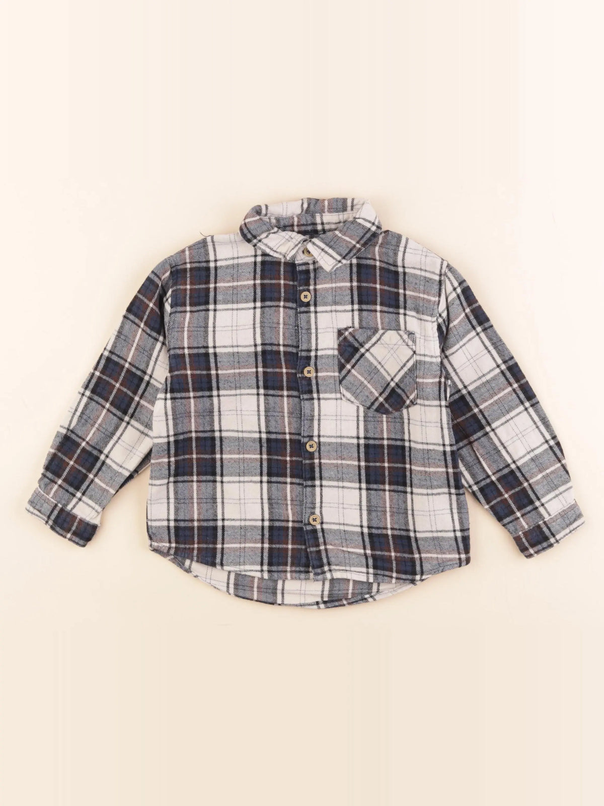 Zara - chemise beige, bleu - 2/3 ans
