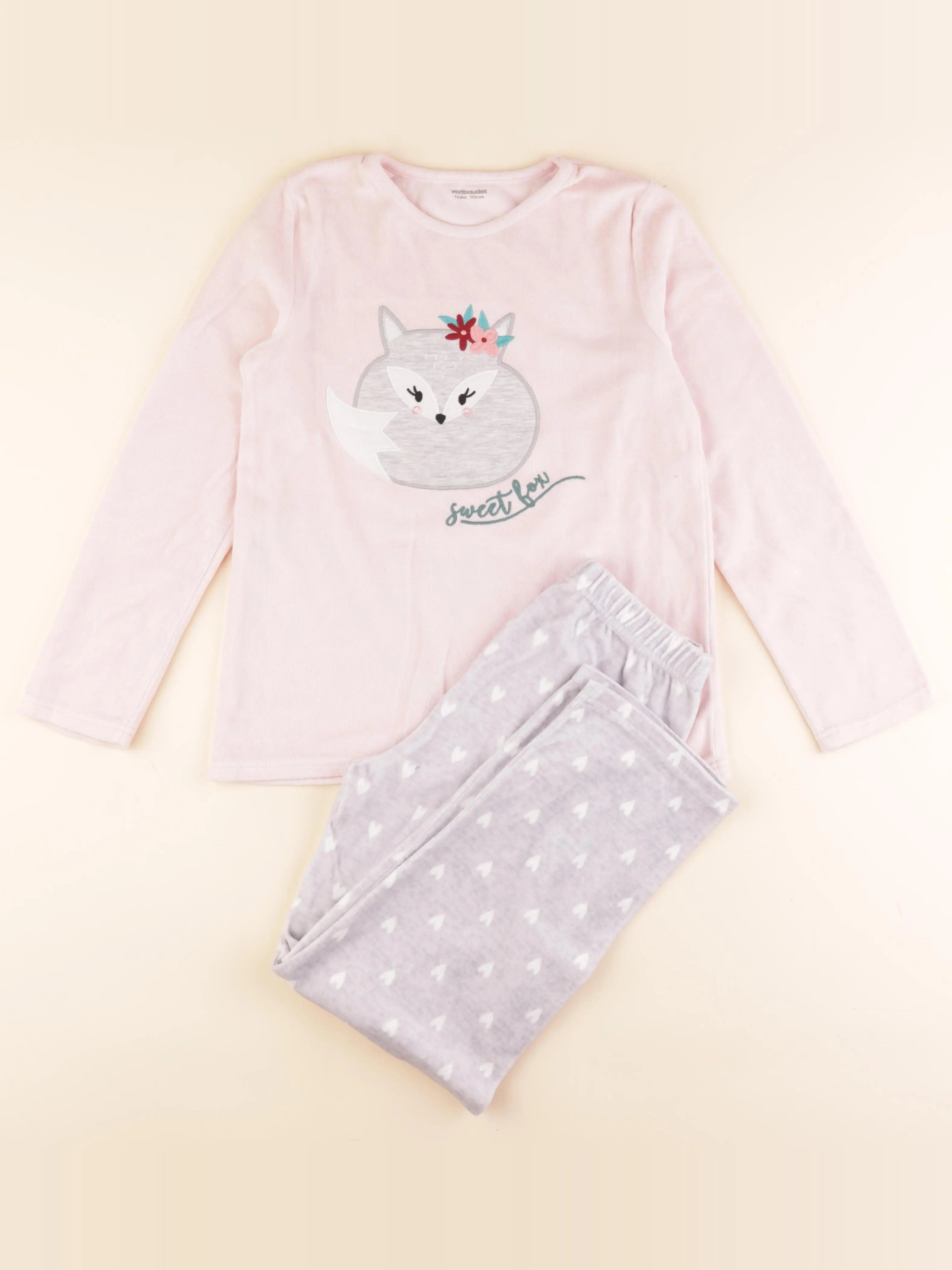 Vertbaudet - pyjama velours multicolore - 12 ans