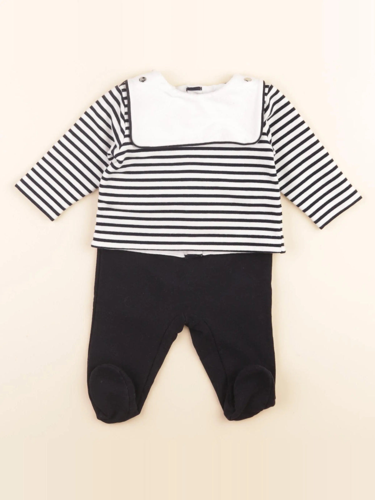 Jacadi - ensemble bleu, blanc - 6 mois