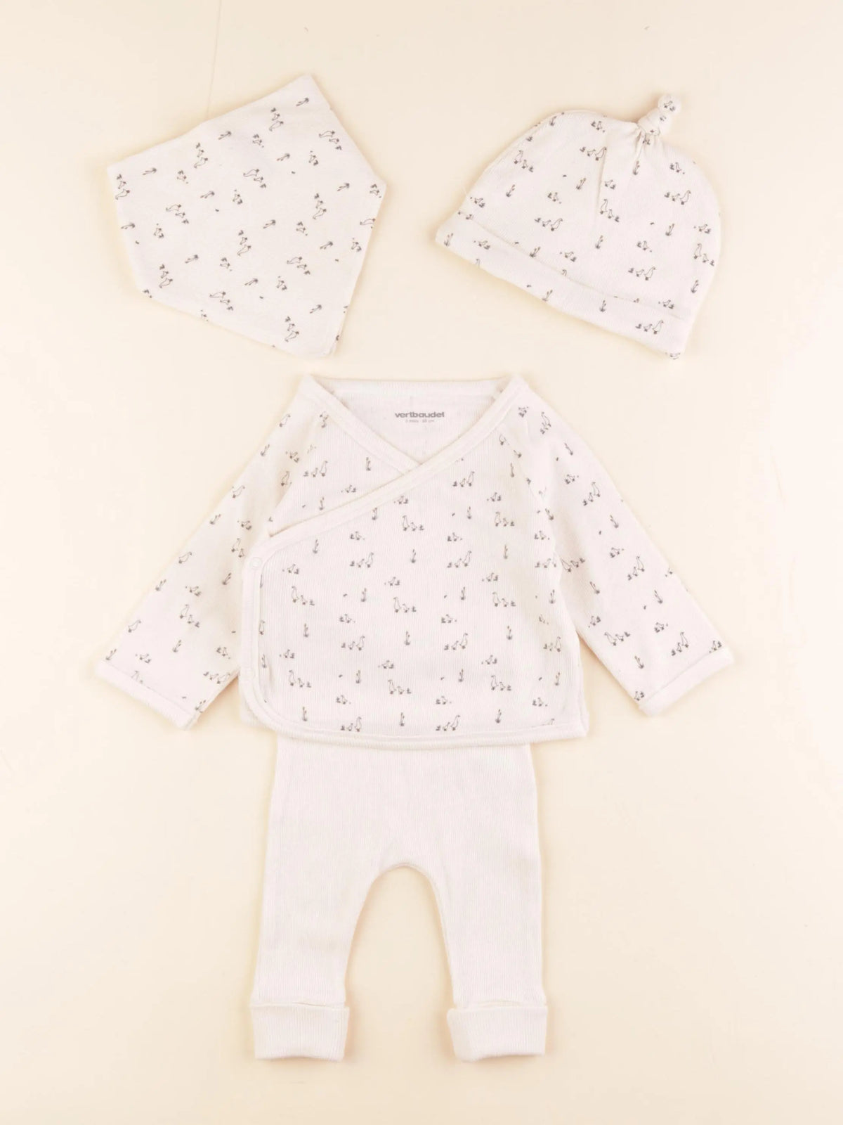 Vertbaudet - ensemble beige - 3 mois