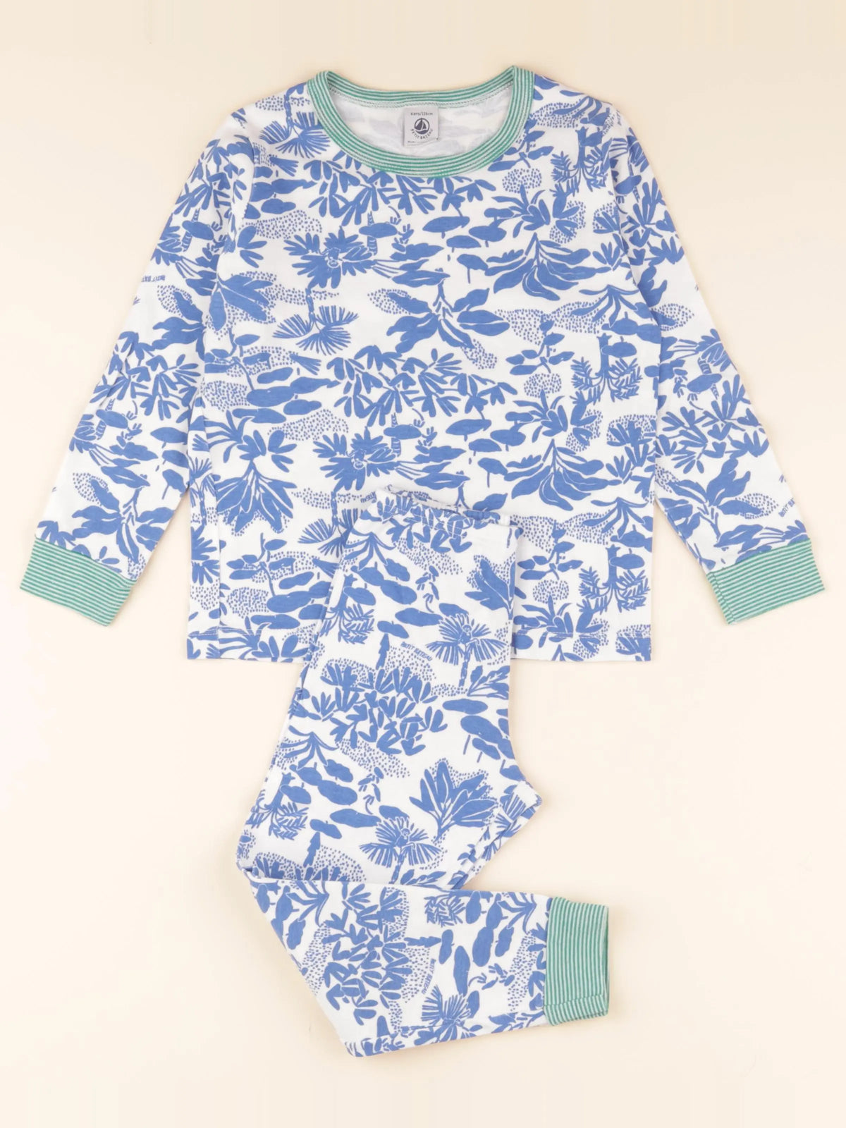 Pyjama coton bleu, blanc