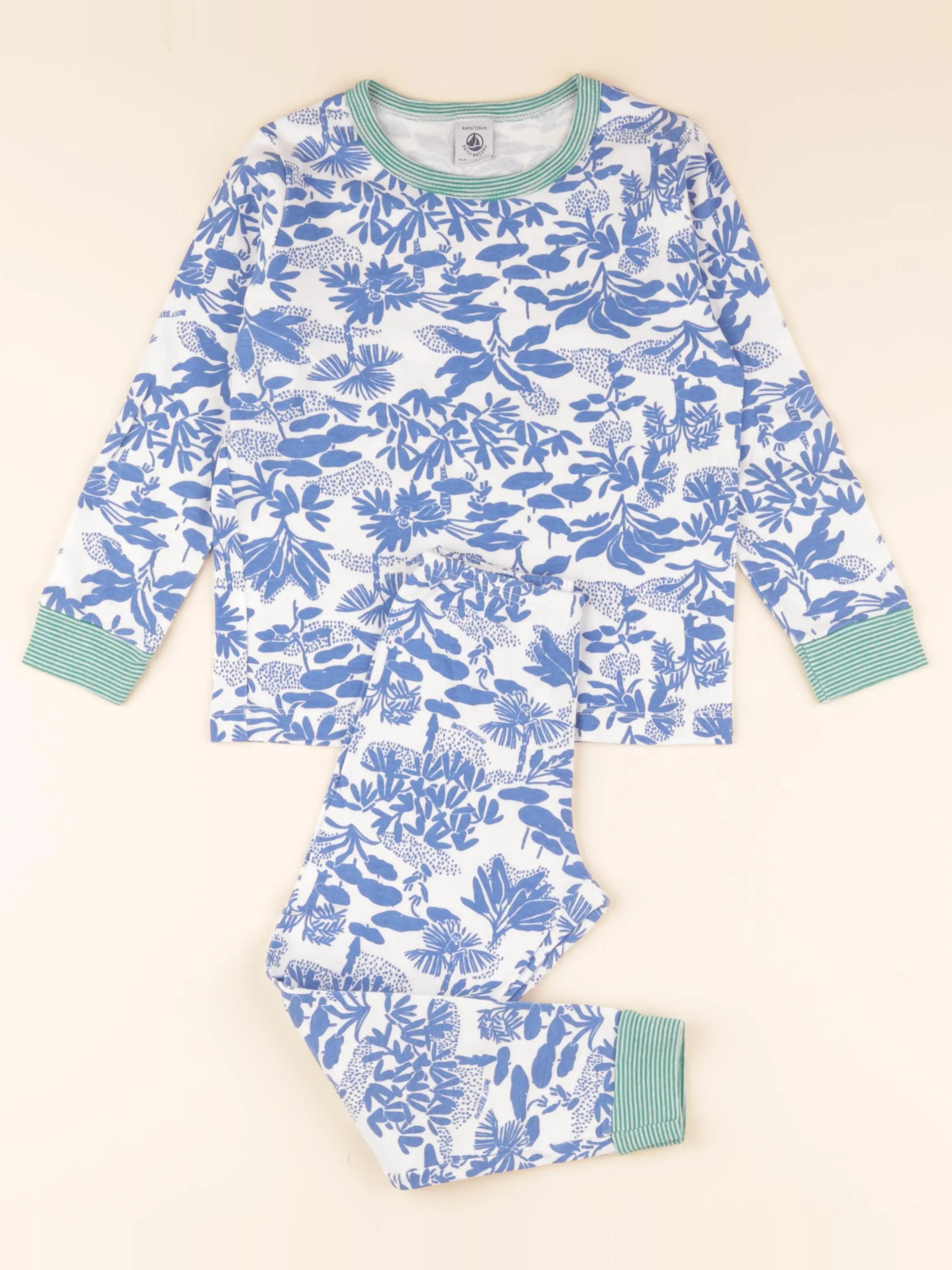 Pyjama coton bleu, blanc