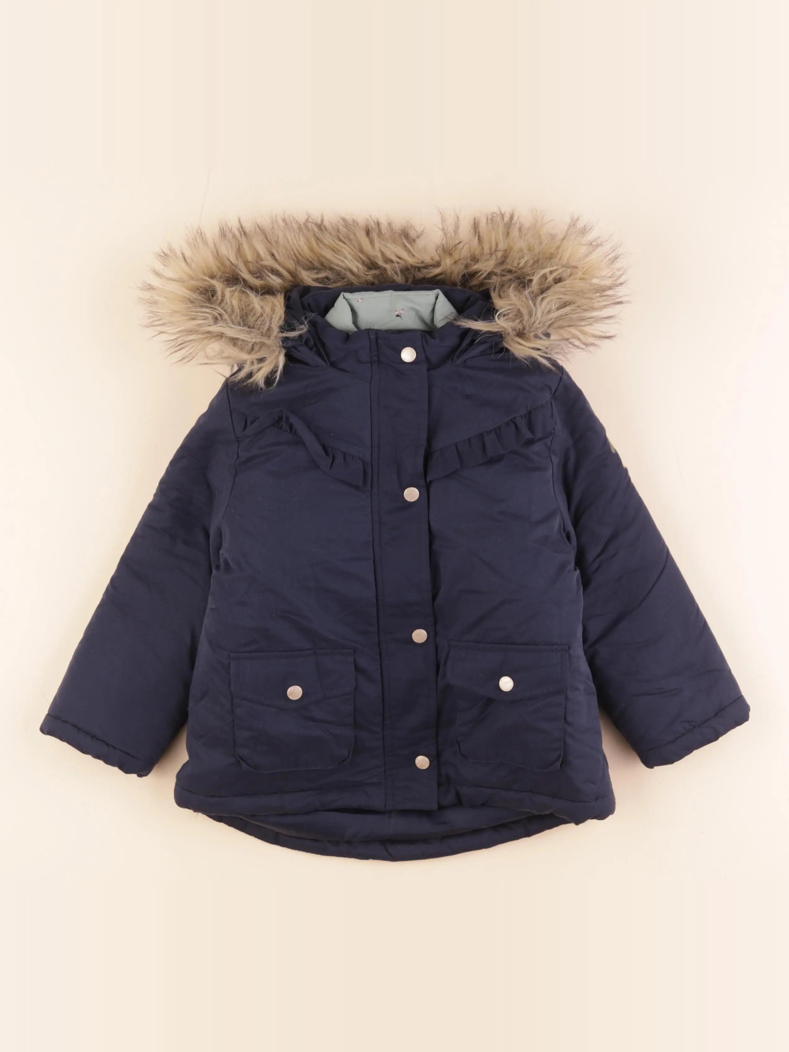 Vertbaudet - manteau doublure amovible bleu - 3 ans