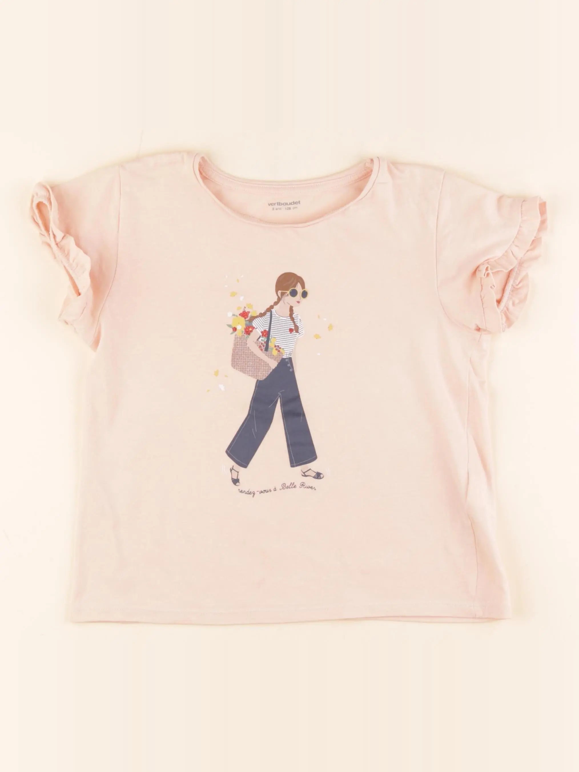 Vertbaudet - tee-shirt rose - 8 ans