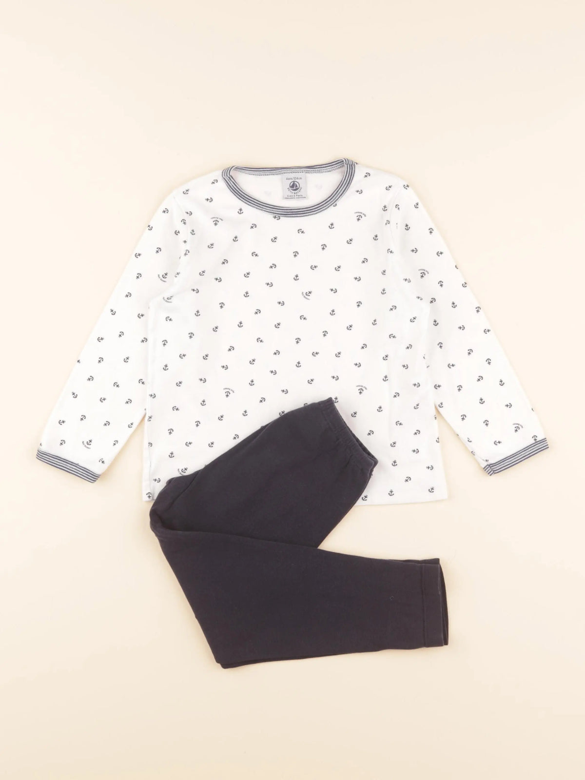 Pyjama coton bleu, blanc