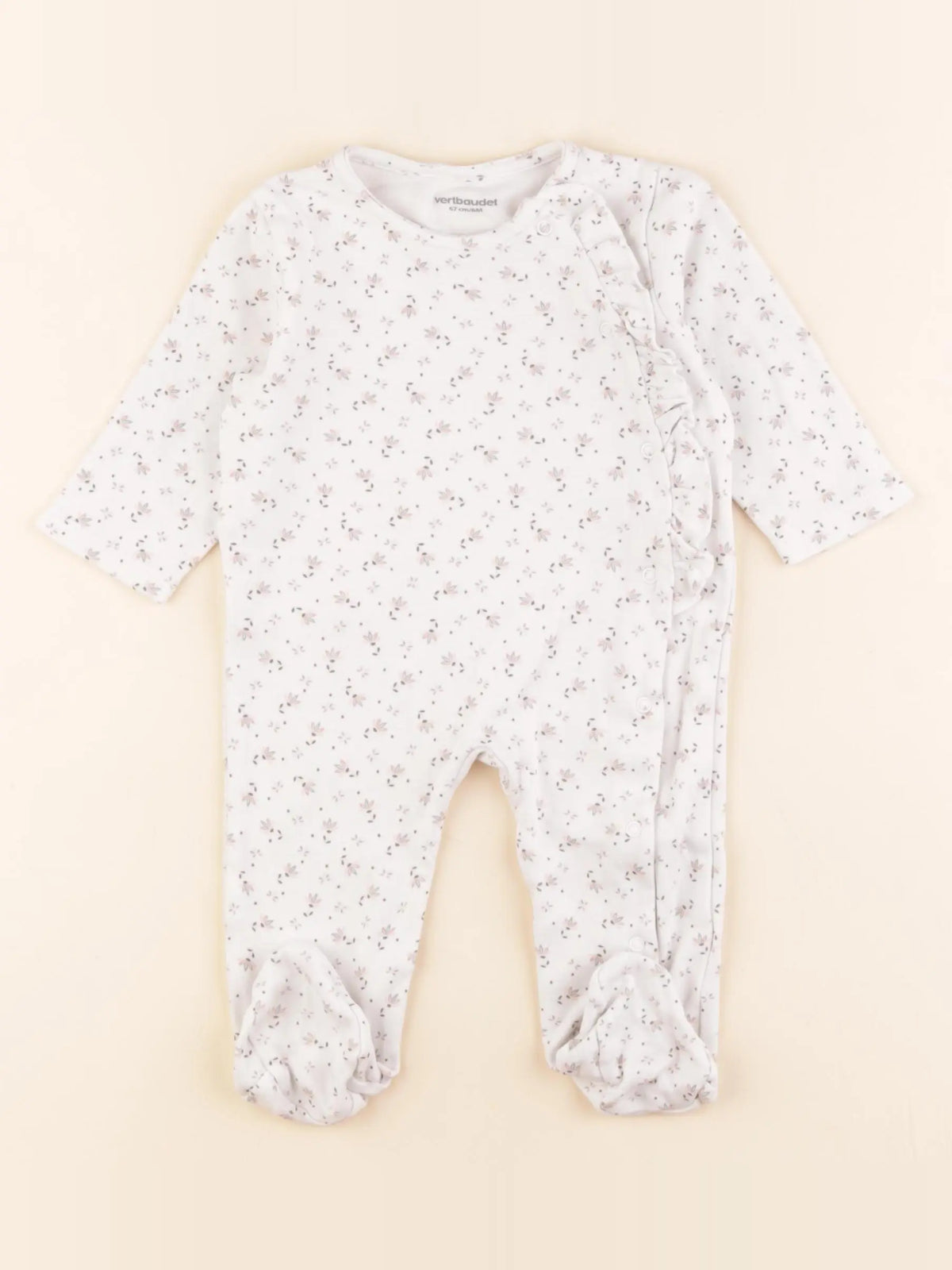 Vertbaudet - pyjama coton rose, blanc - 6 mois