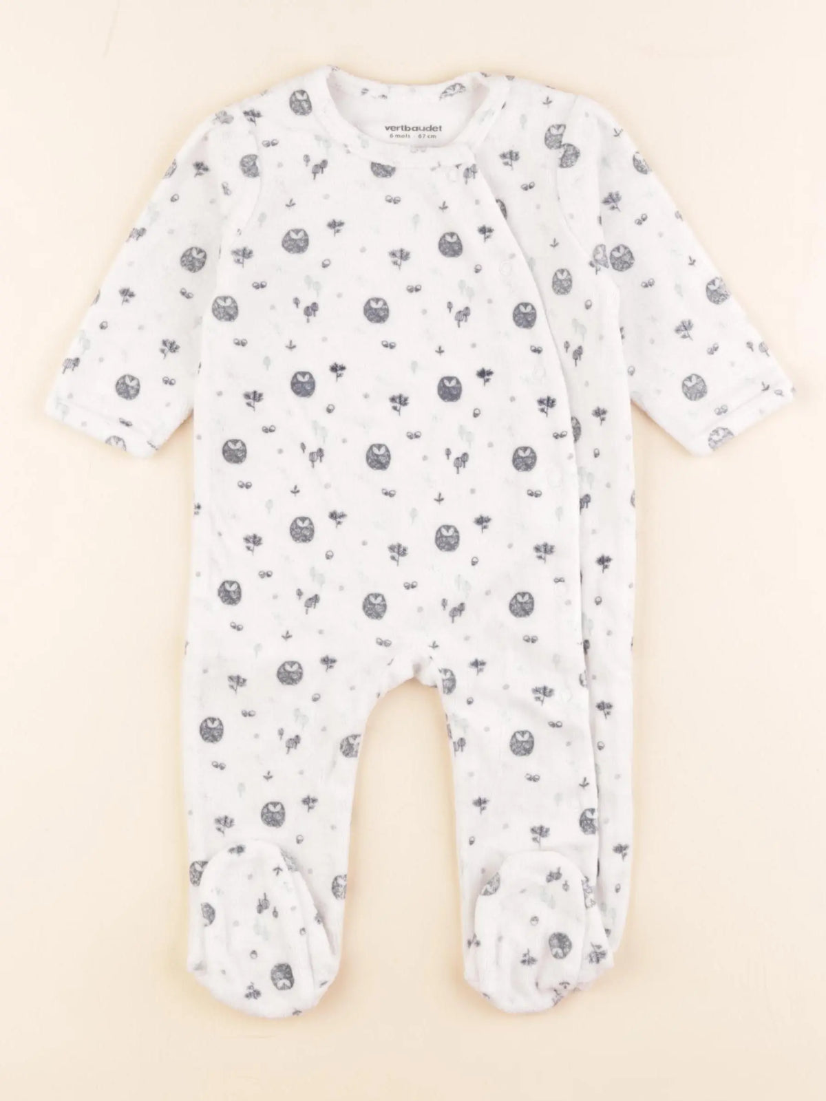 Vertbaudet - pyjama velours bleu, blanc - 6 mois