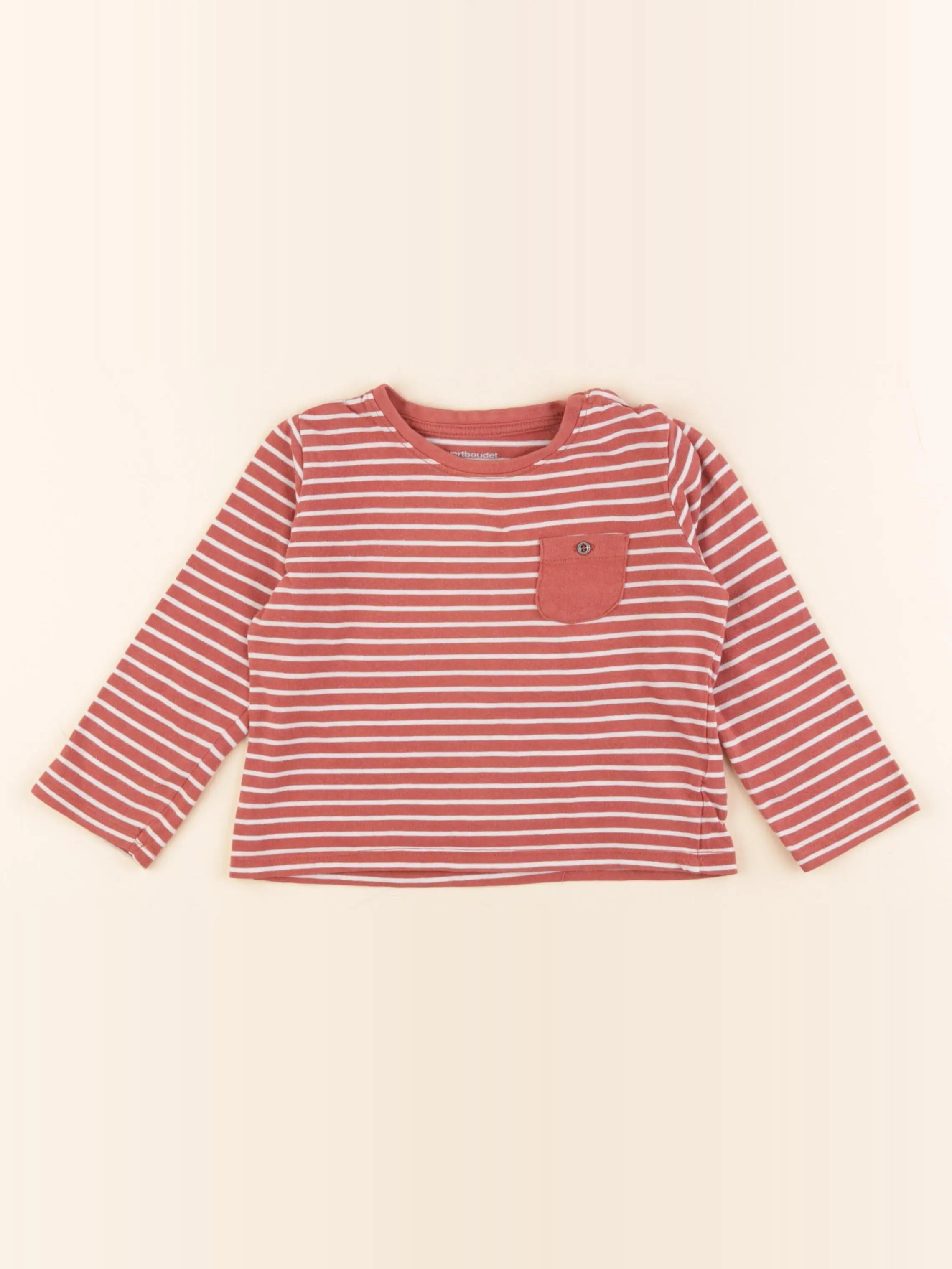 Vertbaudet - tee-shirt blanc, rouge - 2 ans