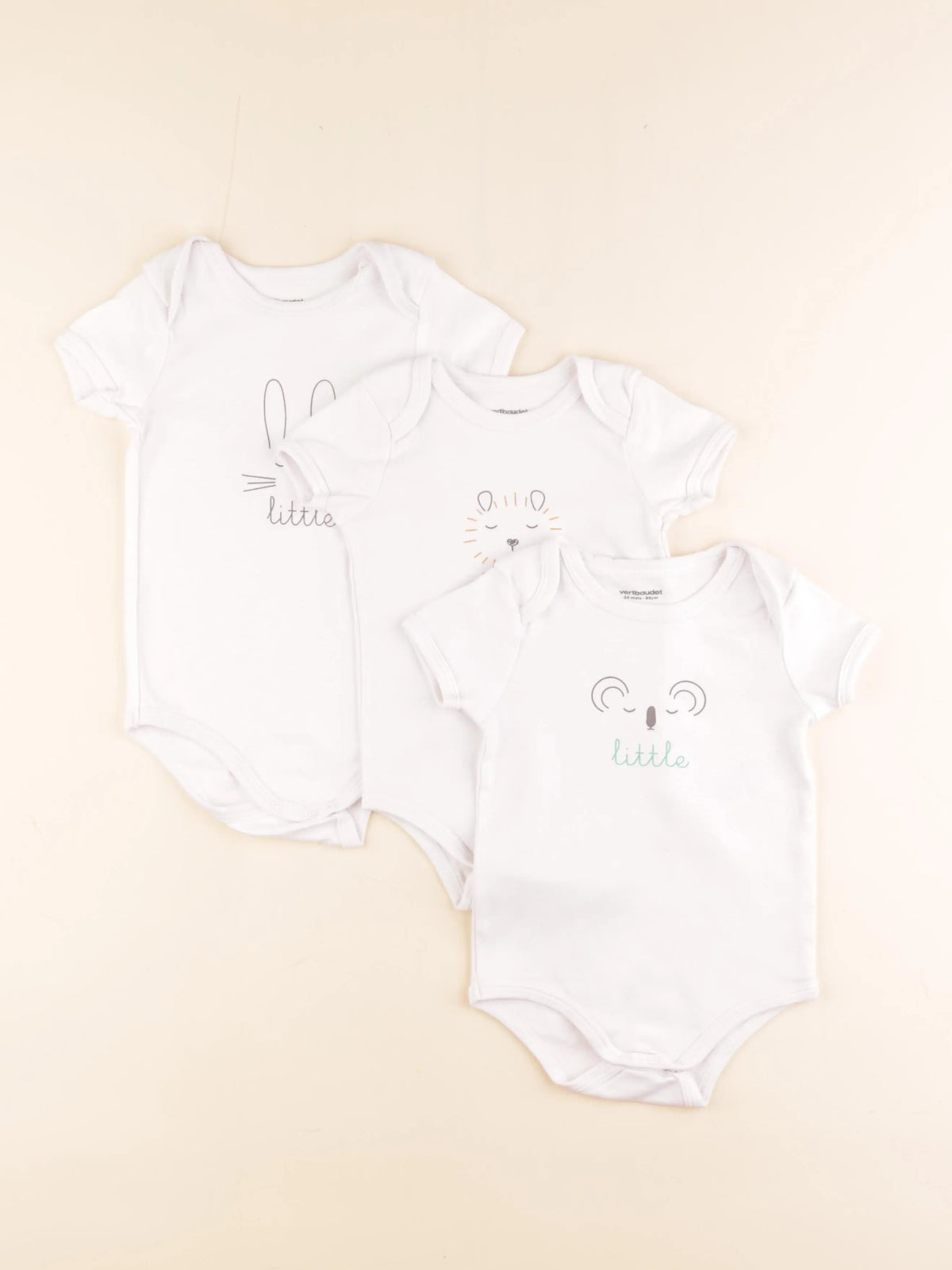 Vertbaudet - lot de 3 bodies en coton blanc - 24 mois