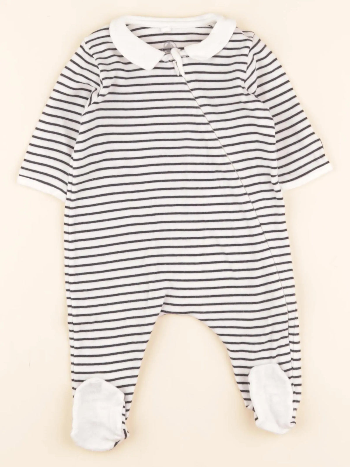 Pyjama coton blanc, bleu