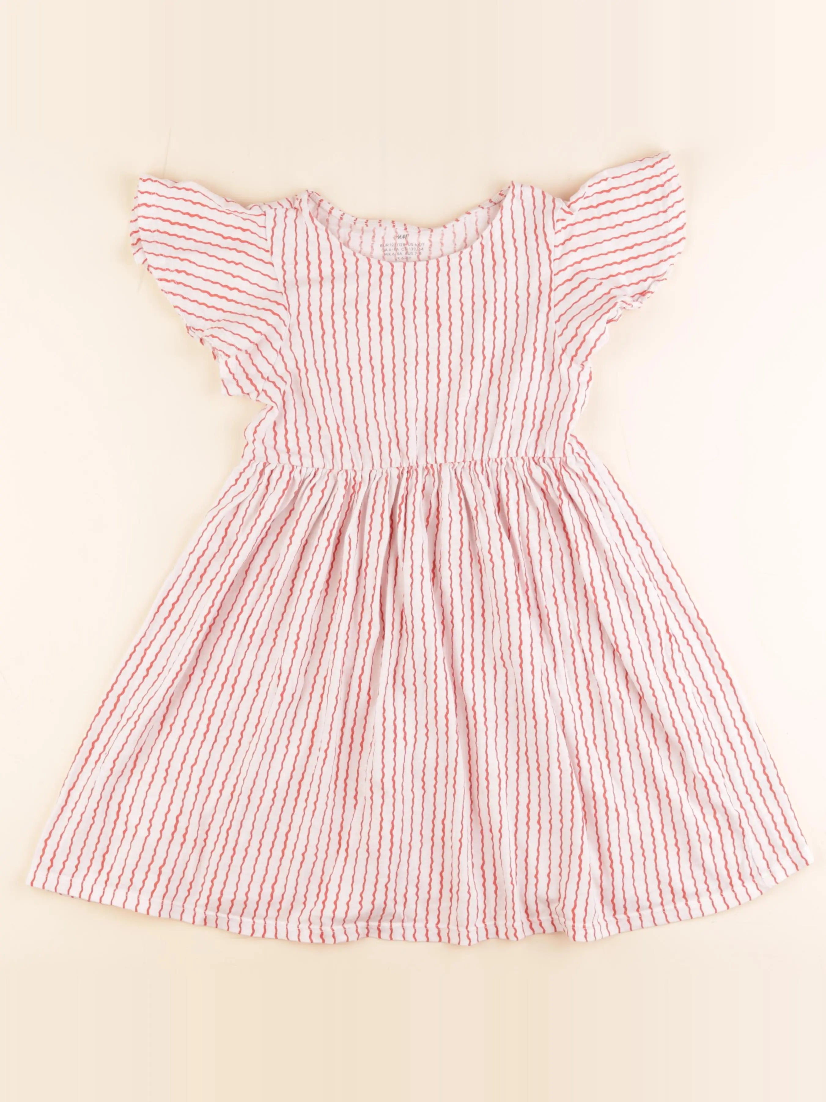 H&M - robe blanc, rouge - 6/8 ans