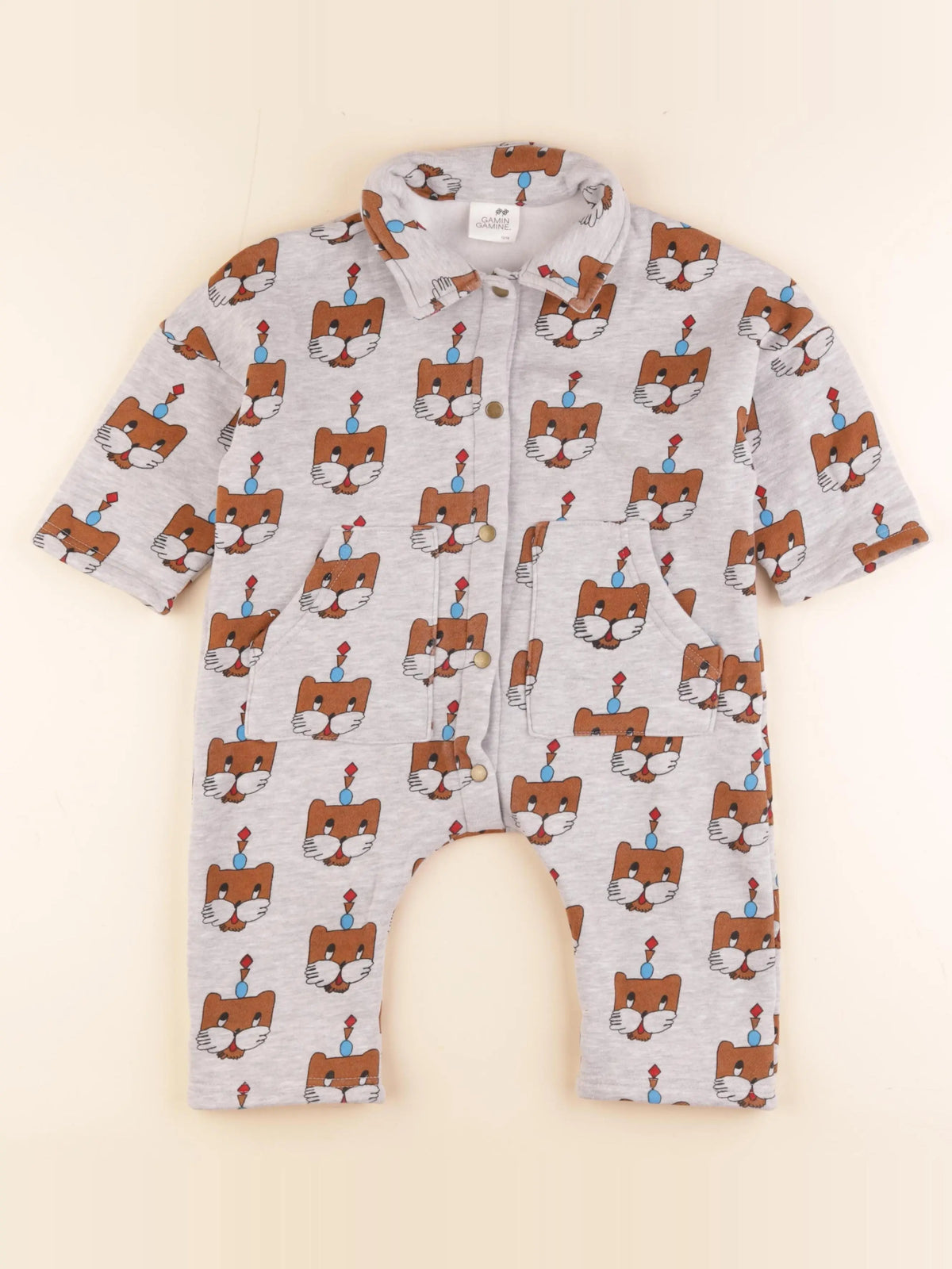 Gamin gamine - combinaison gris - 12/18 mois