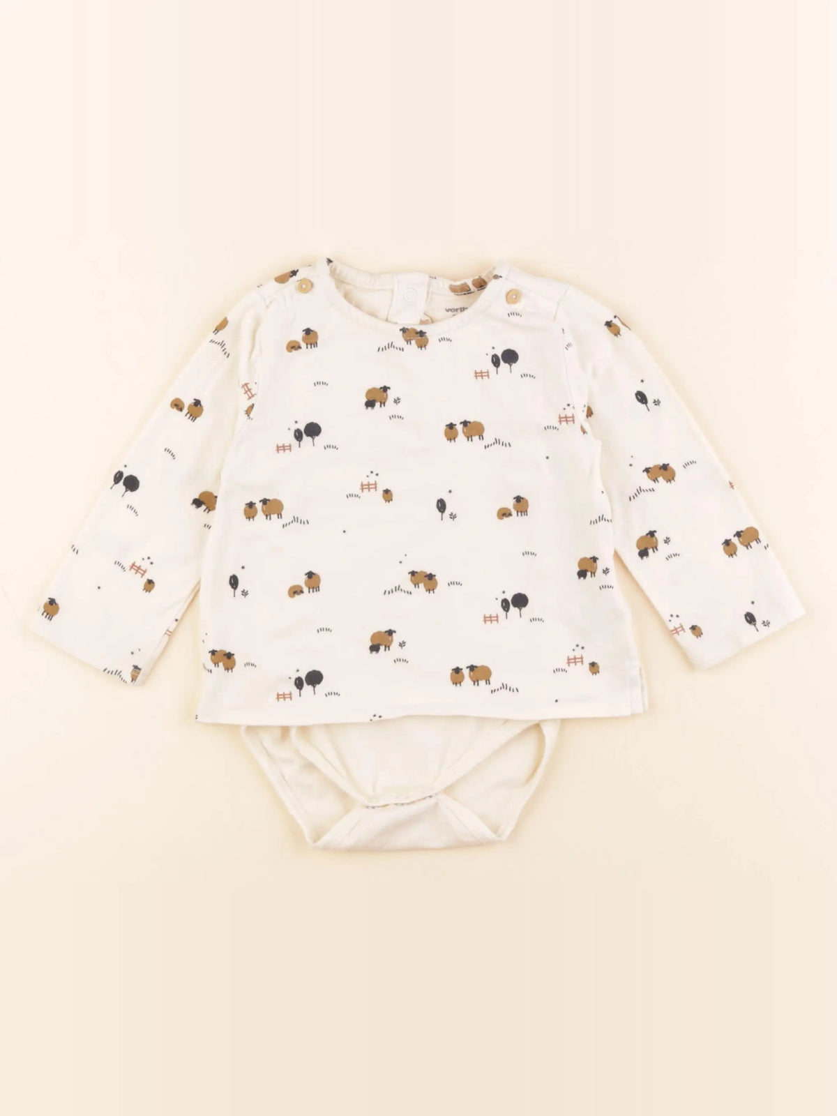 Vertbaudet - body tee-shirt marron - 9 mois
