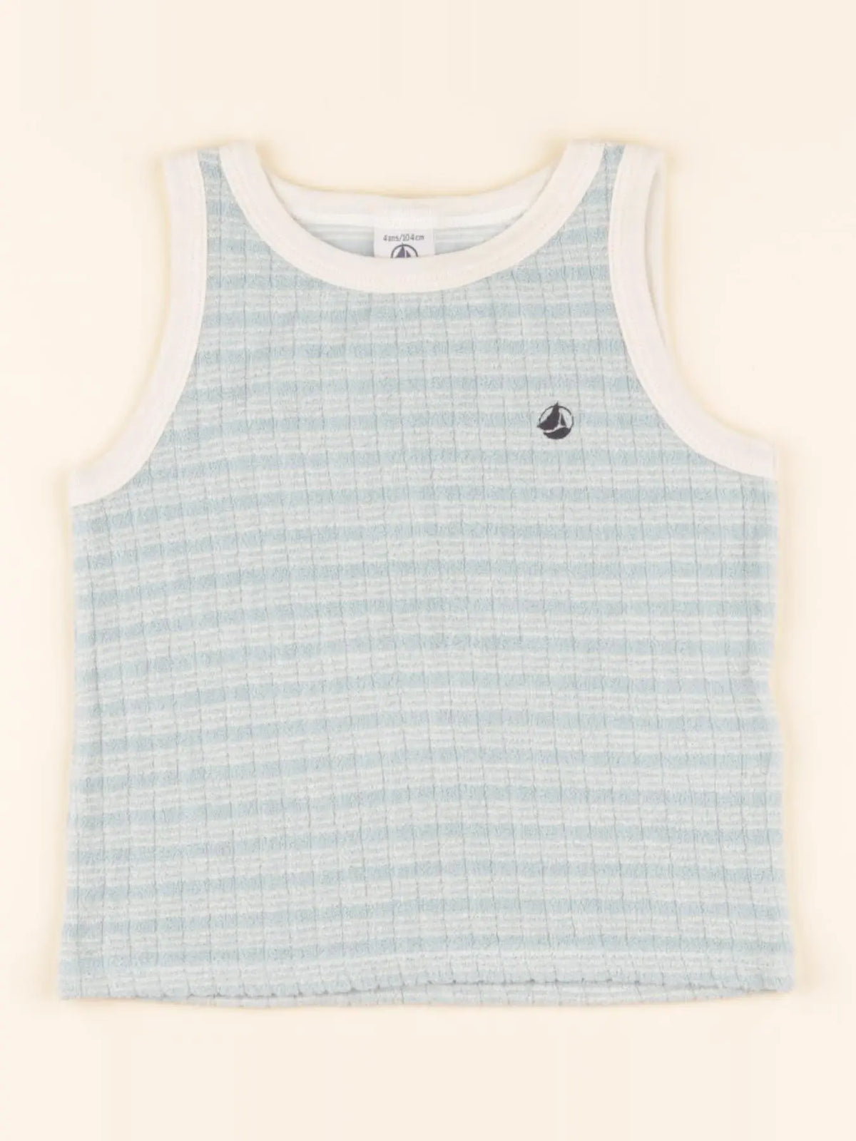 Débardeur bleu, beige
