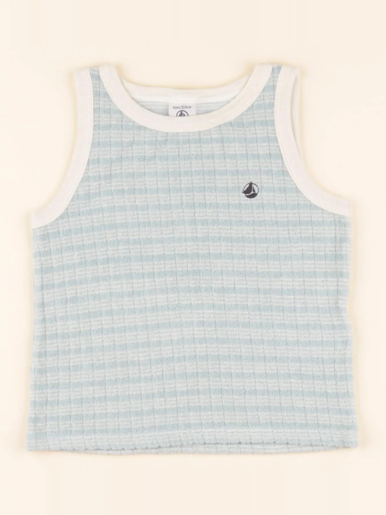 Débardeur bleu, beige